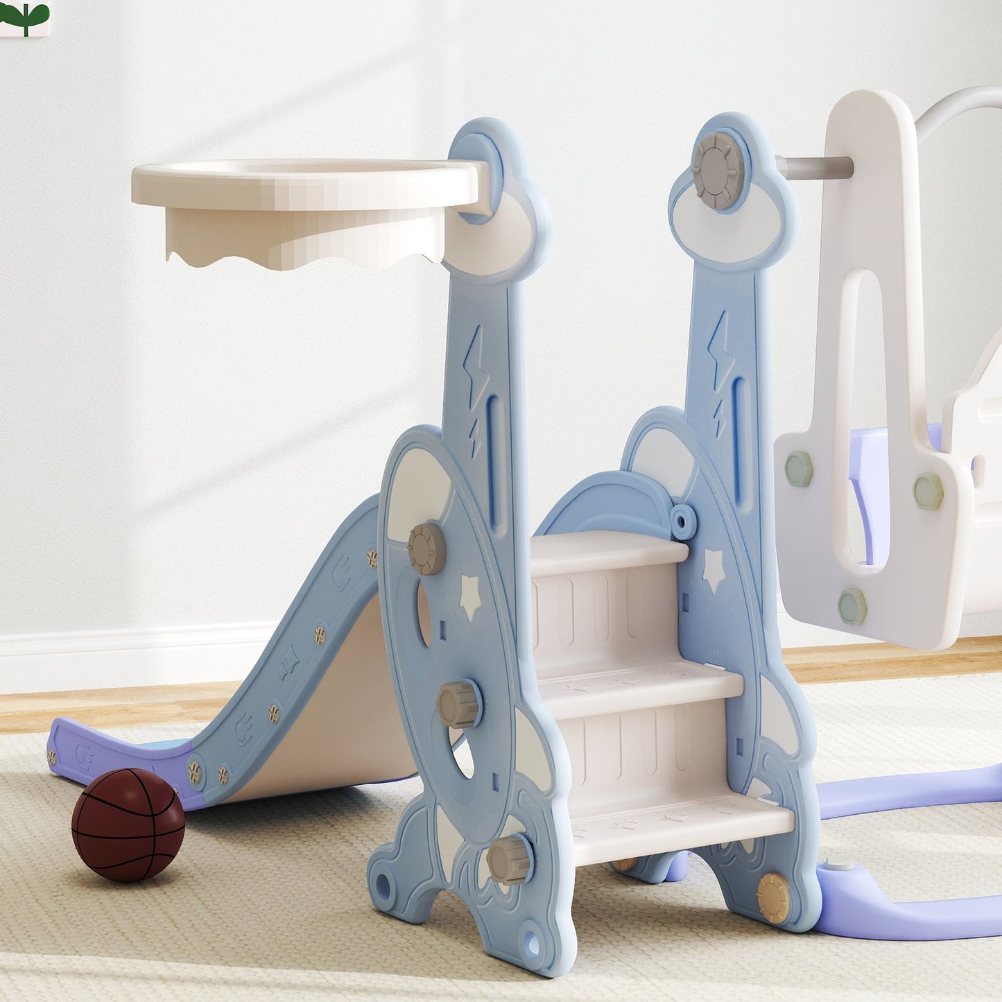 4-in-1 children's slide with swing, arch and climbing frame
