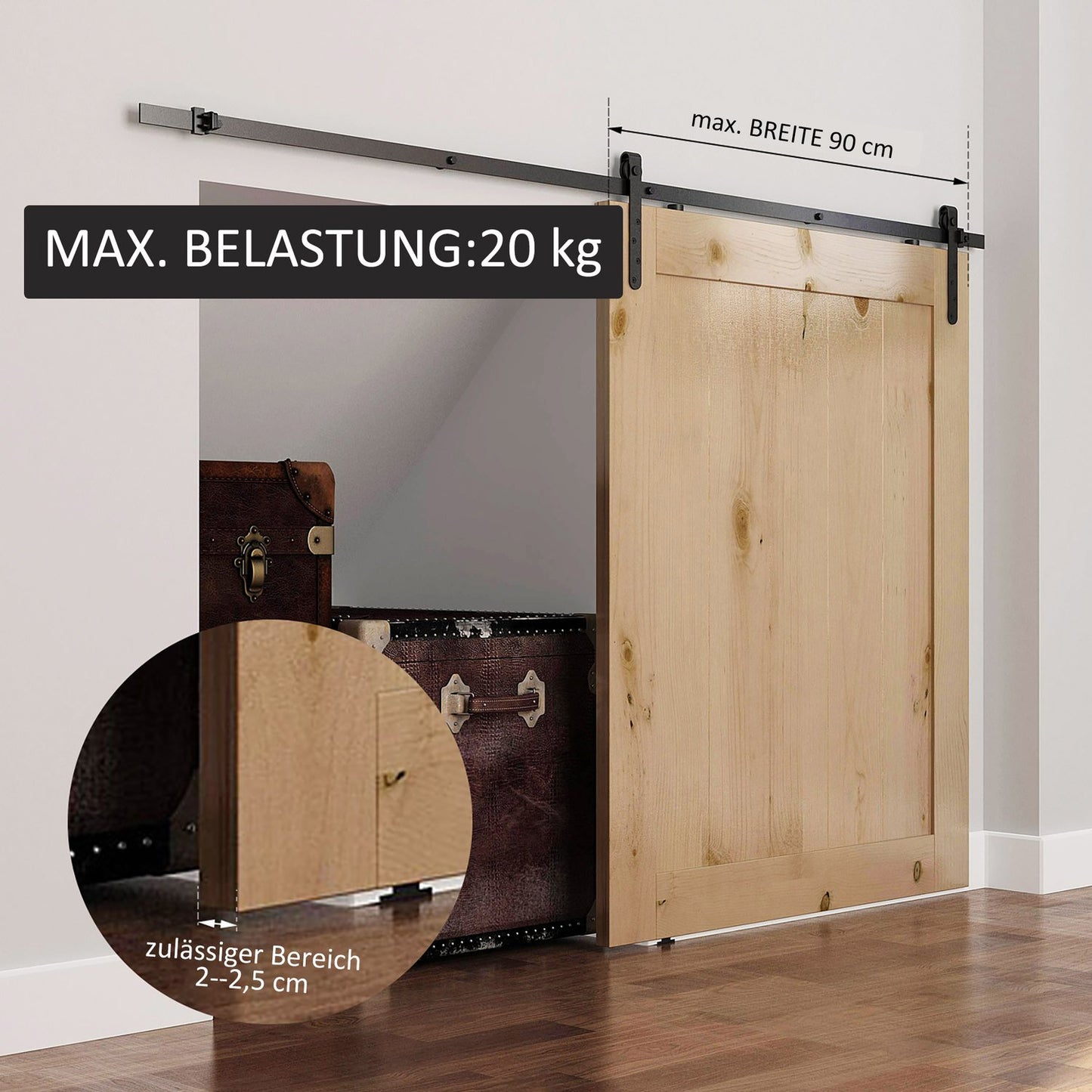 Sliding Door Hardware Kit, 180 cm Carbon Steel Set