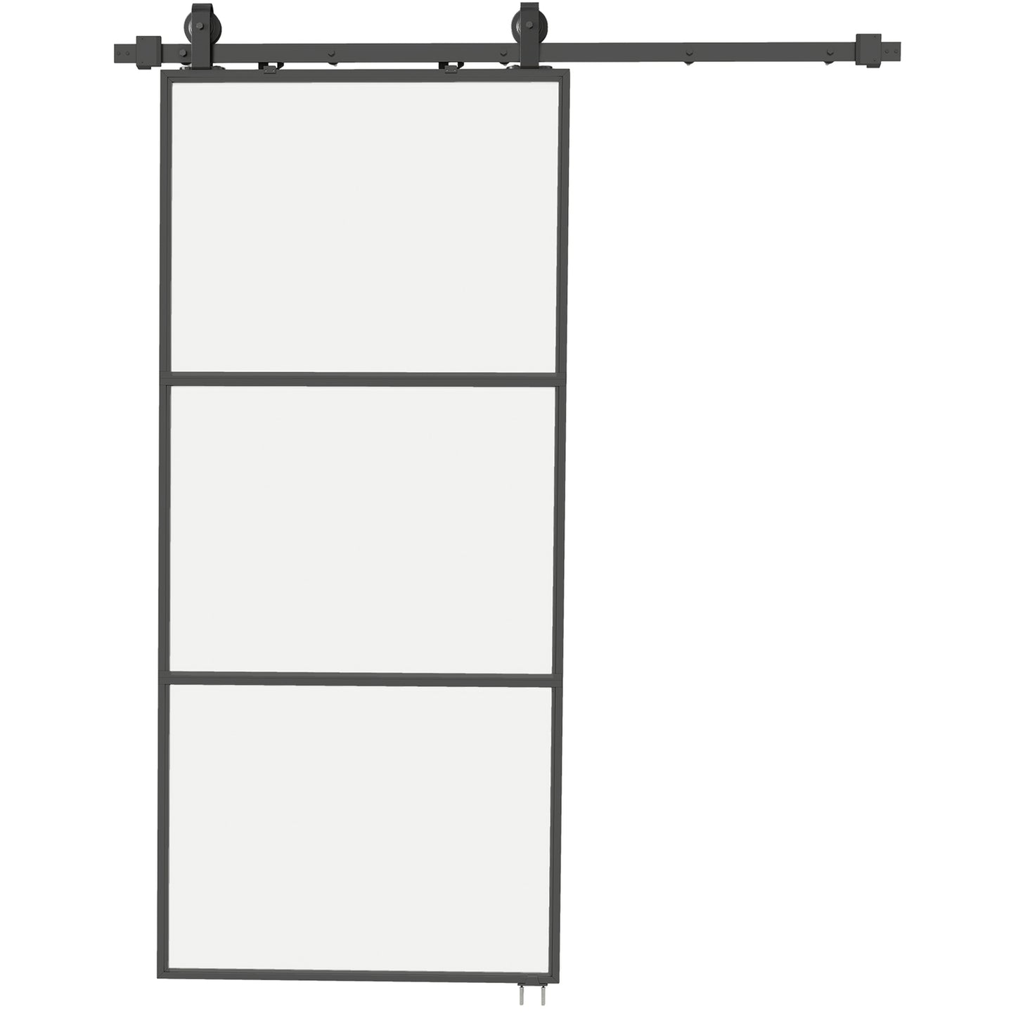 Sliding Door Kit with Frosted Glass, Soft-Close, Black Steel