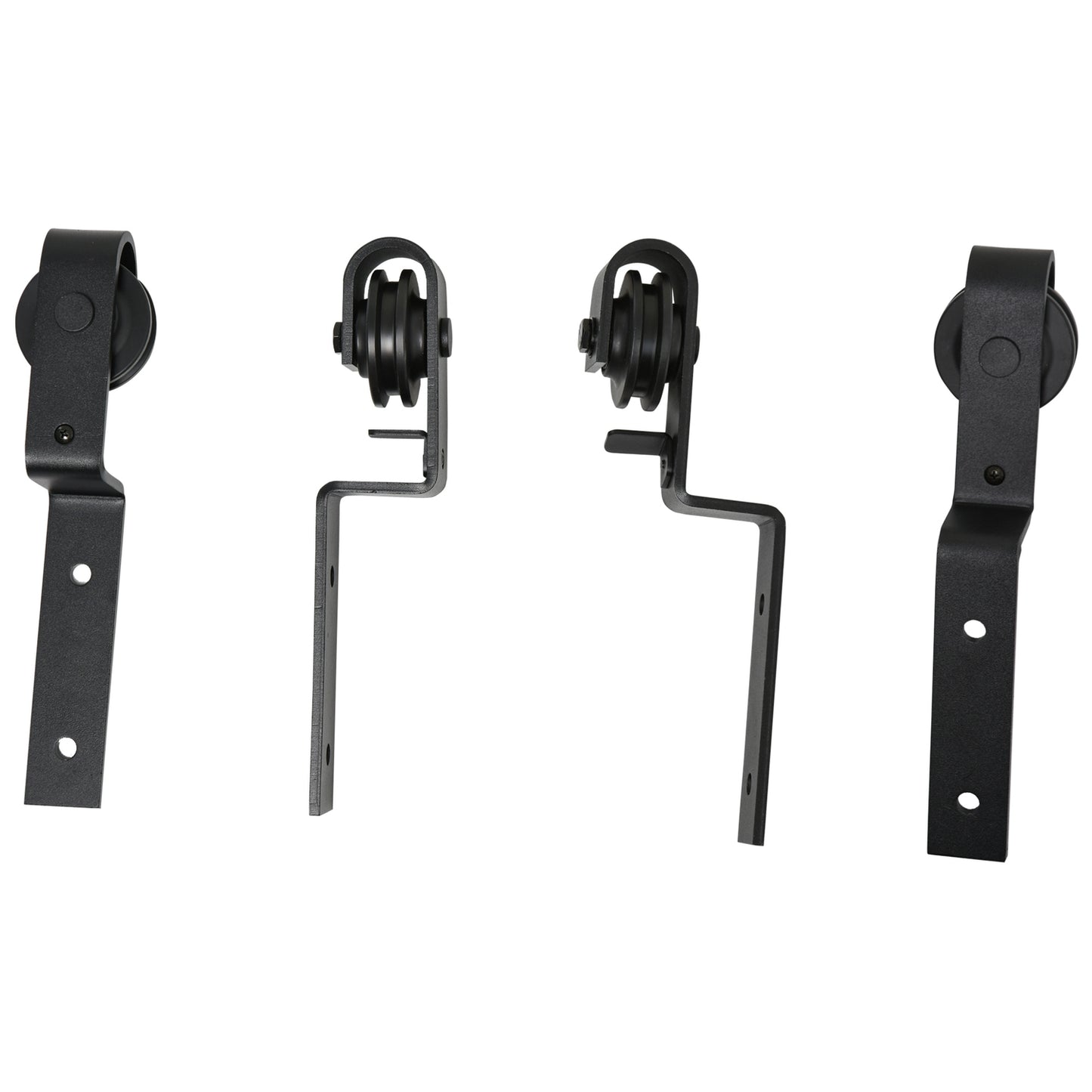 Sliding door system, carbon steel, black, 9-piece set