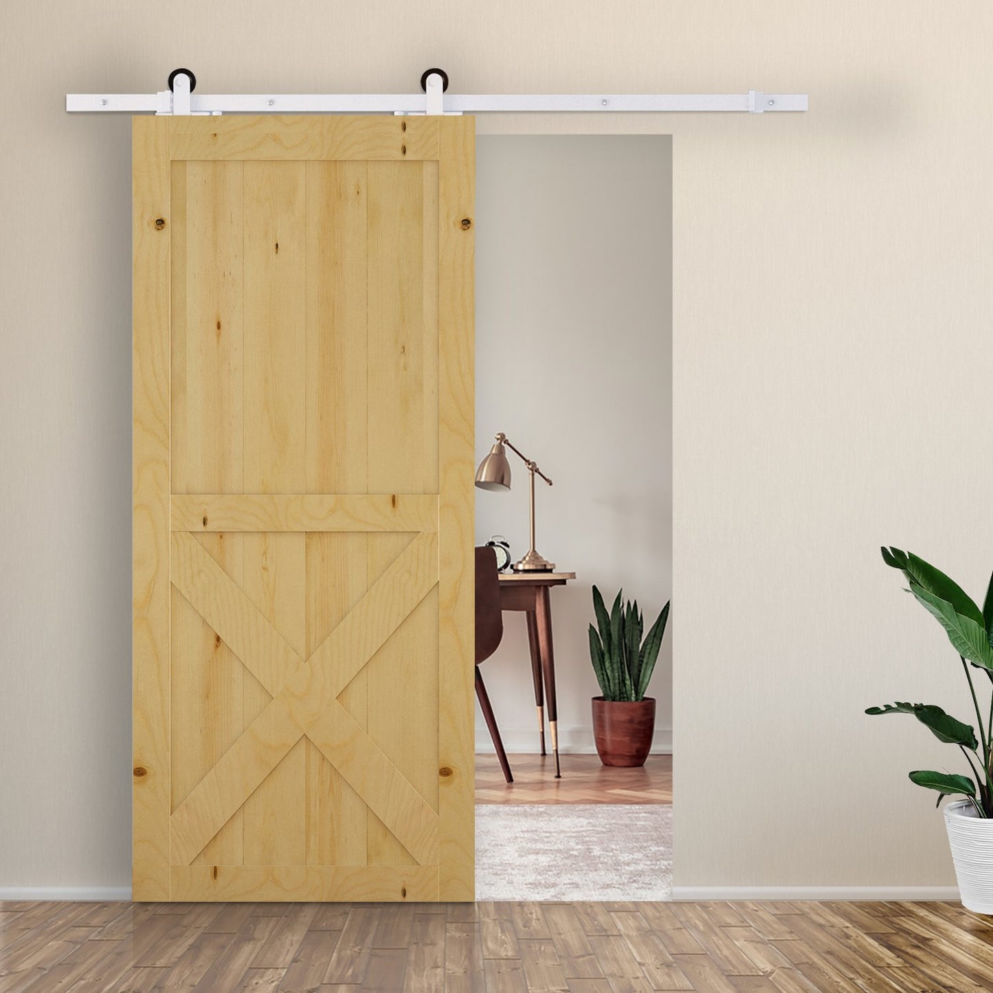 Sliding door system 183 cm, carbon steel, complete set