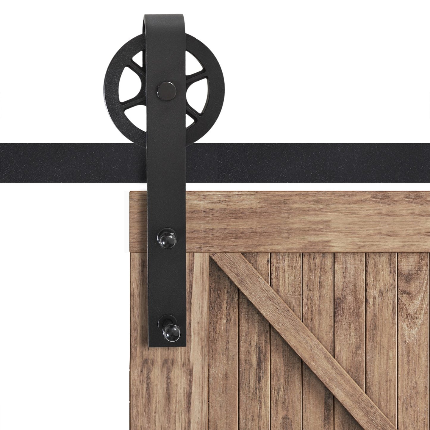 Sliding door hardware kit, black carbon steel, 200 cm rails