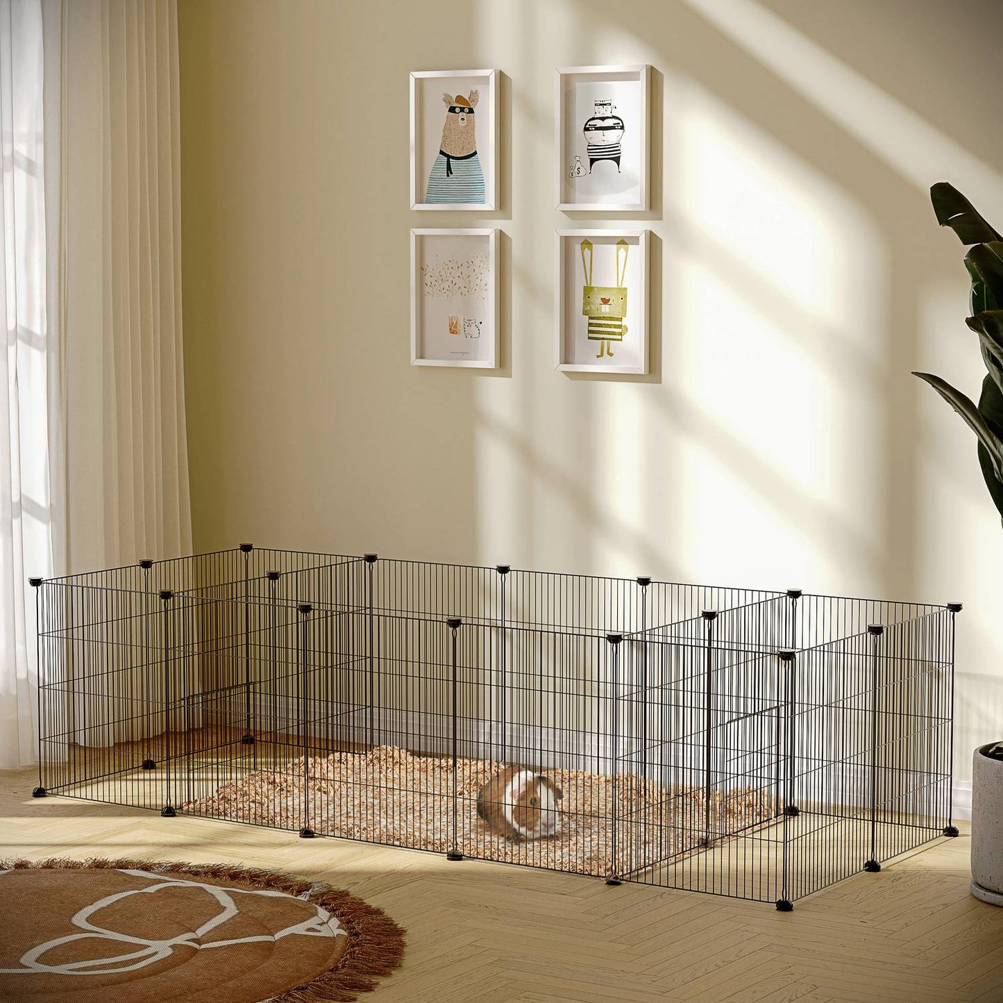 Small animal cage with 18 steel panels for guinea pigs