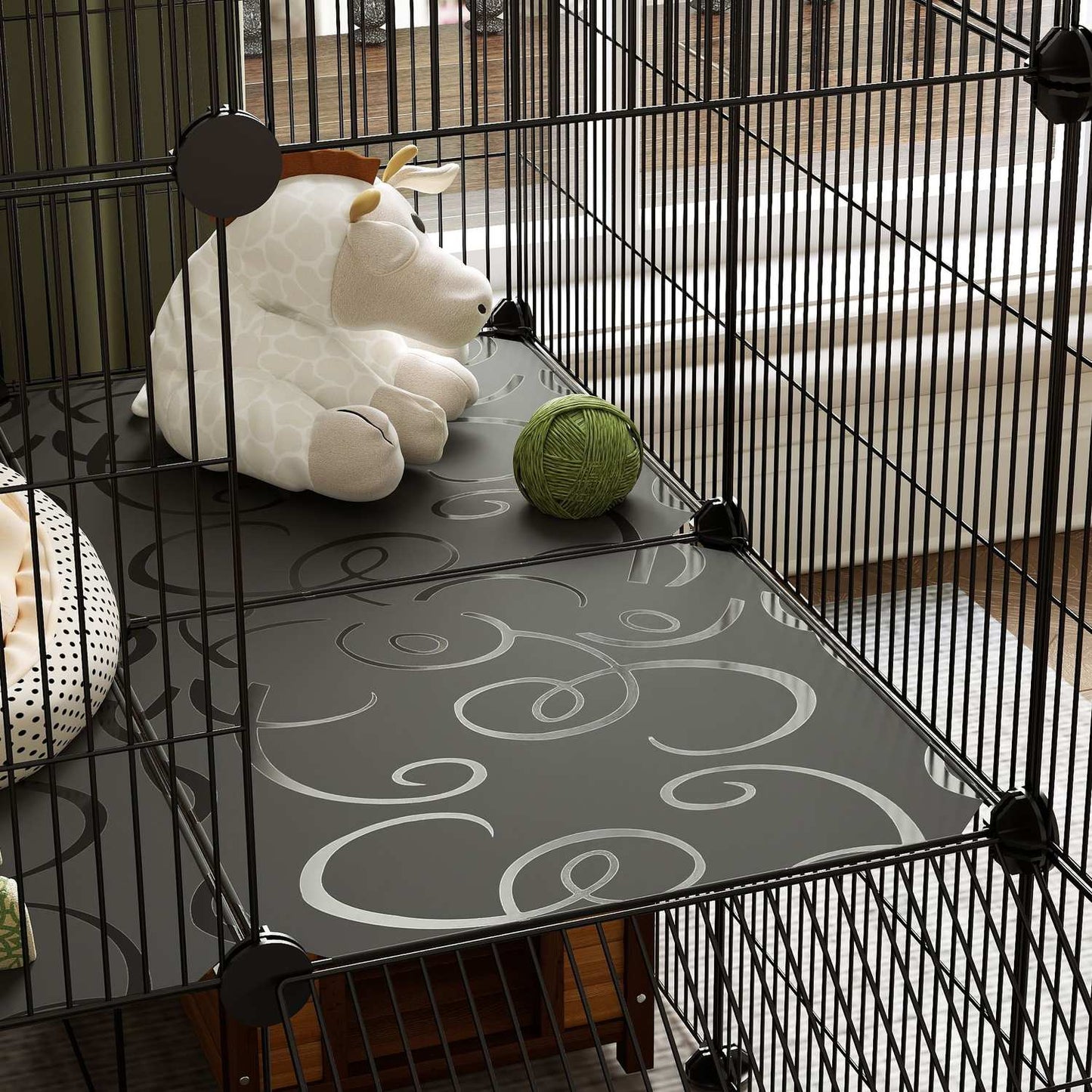 Outdoor small animal cage with ramp, 39 panels, 140x70x105 cm