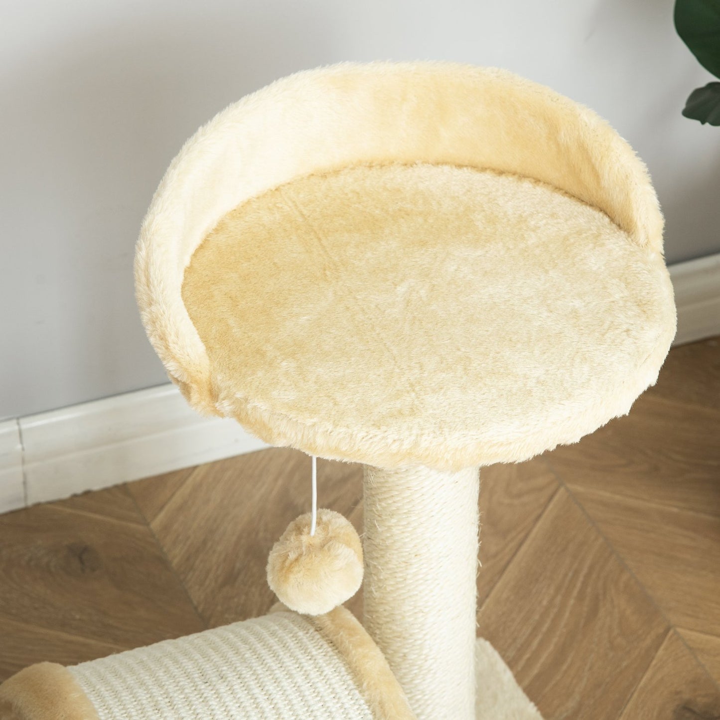Cat scratching post with sisal rope, Beige, 35.5x37x46cm