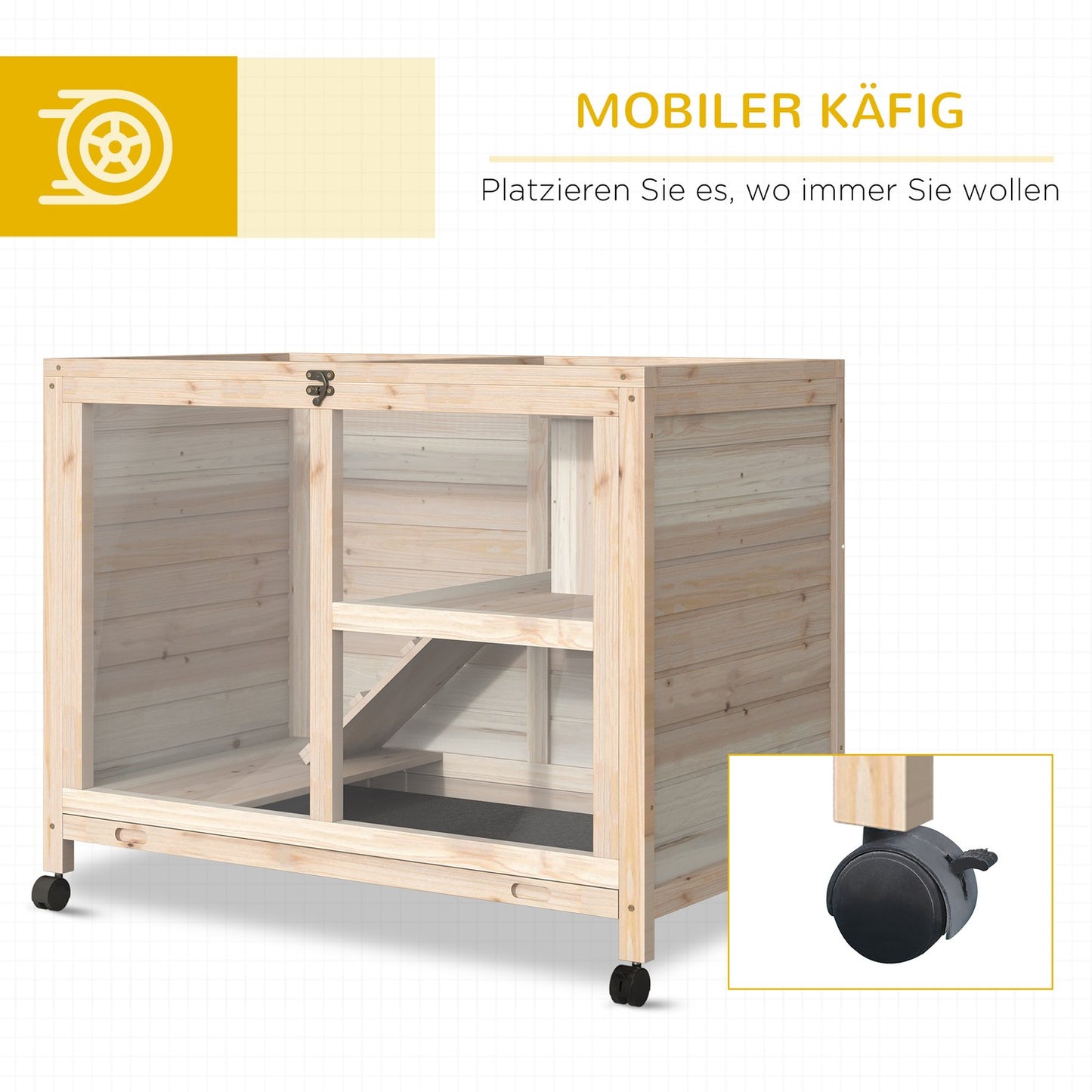 Guinea pig cage 91.5x53.3x73 cm, Winter-proof spruce wood