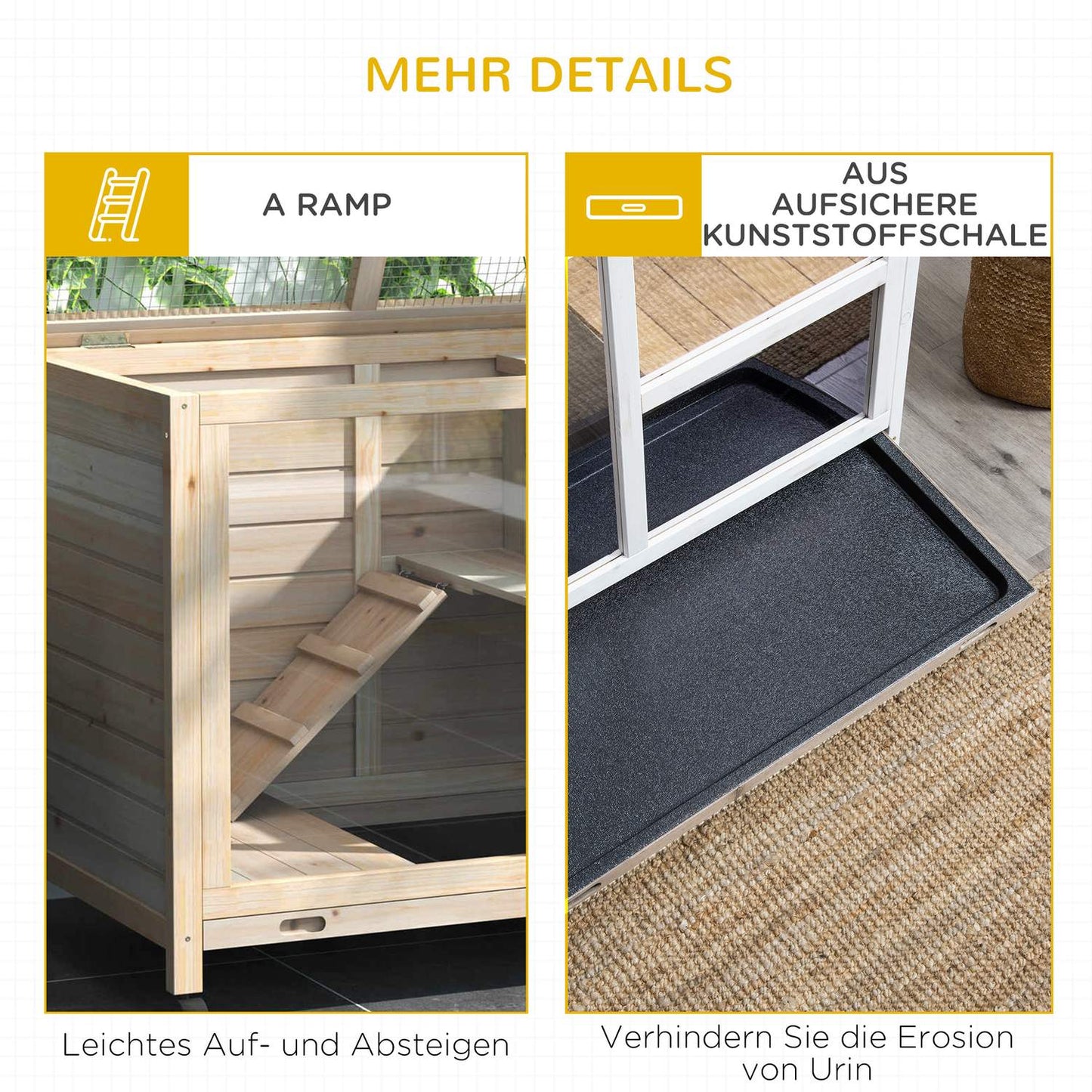 Guinea pig cage 91.5x53.3x73 cm, Winter-proof spruce wood