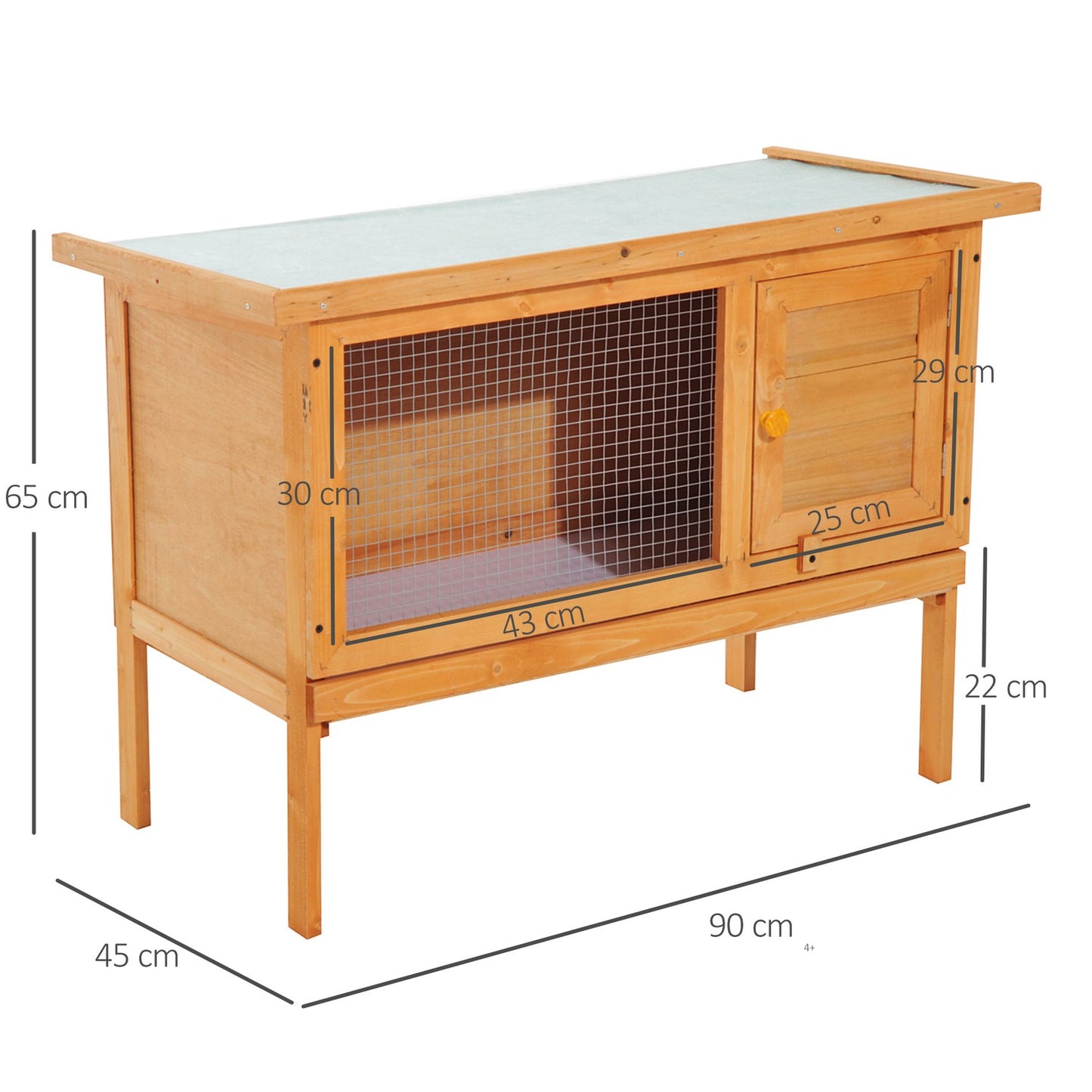 Weatherproof Small animal cage, Wood & Metal, 90x45x65 cm
