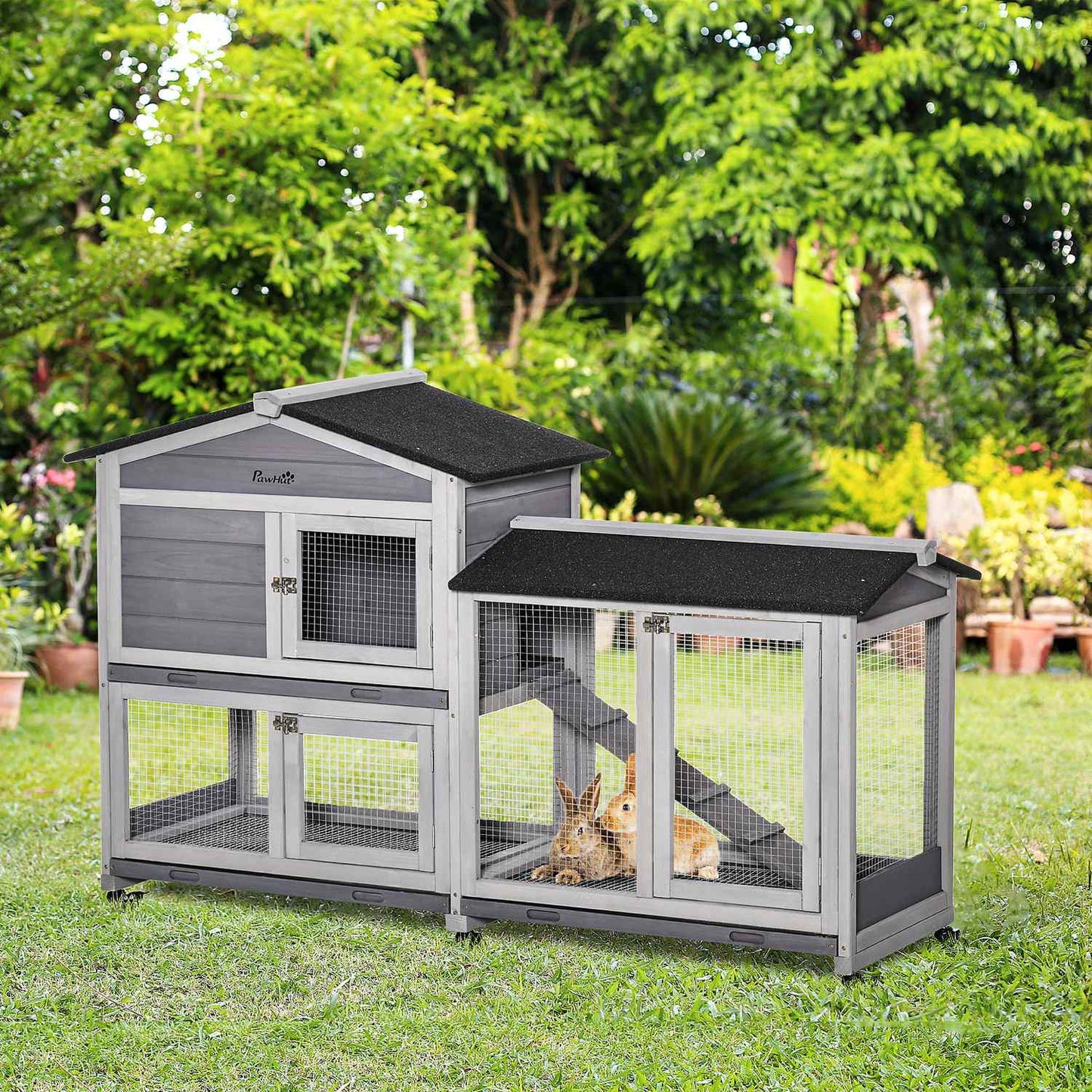 Outdoor Small Animal House, Double Floor Spruce Wood, 157x53x99 cm