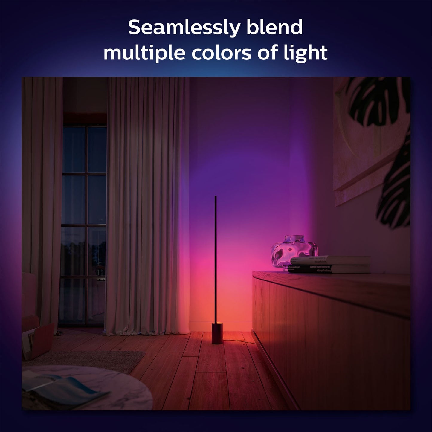 Smart Floor Lamp with Gradient Color Lighting, Black