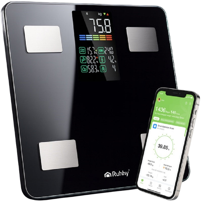 Smart LCD Bathroom Scale, Black, 226kg Capacity