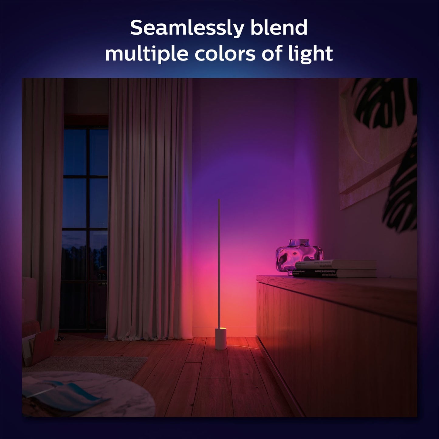 Smart LED Floor Lamp, White & Color Ambiance, Bluetooth Control