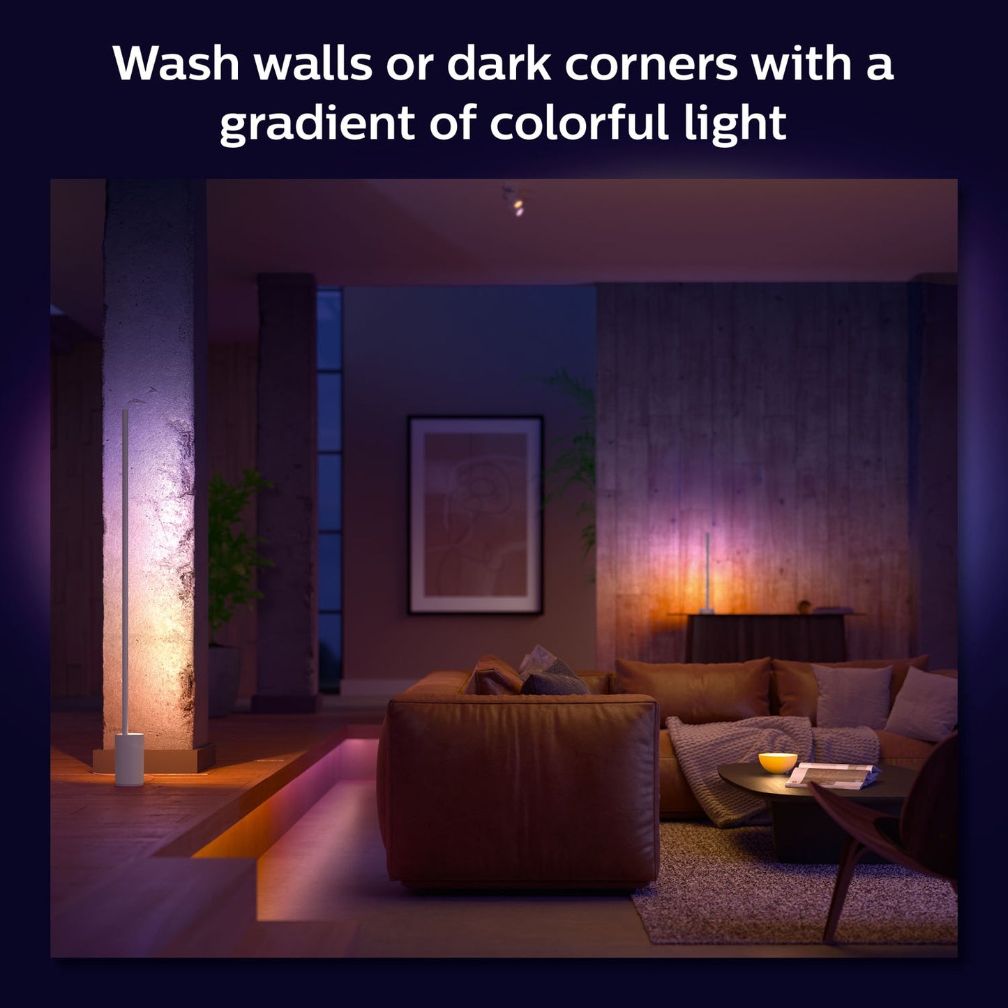 Smart LED Floor Lamp, White & Color Ambiance, Bluetooth Control