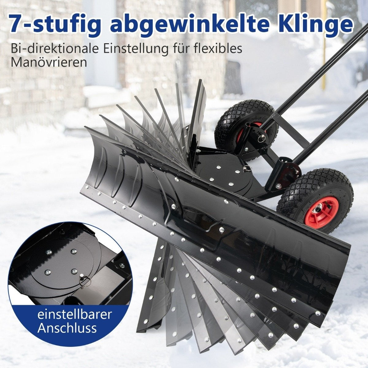 Snow shovel on wheels 91.5 cm working width, height adjustable & adjustable angle black