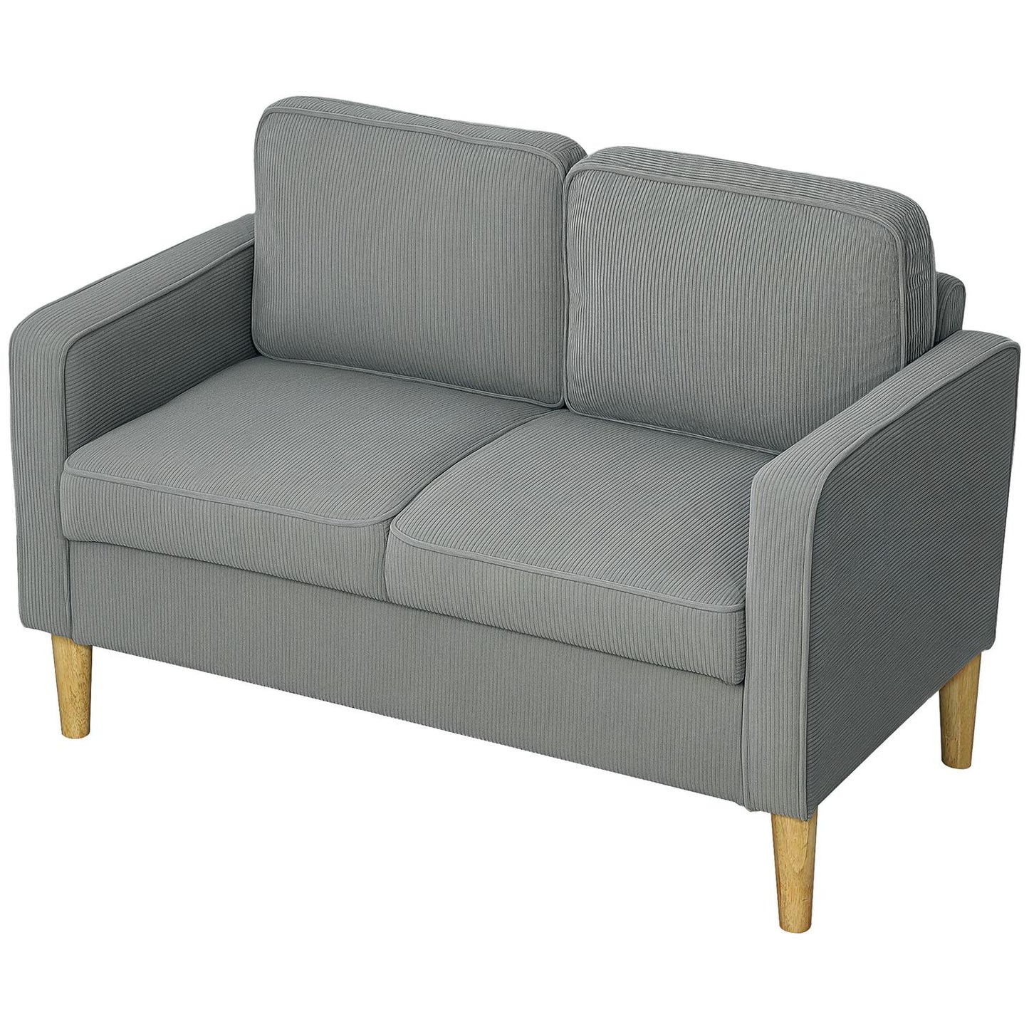 Small 2-seater sofa with storage, corduroy look, light grey