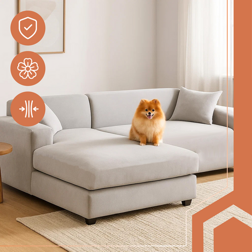 Sofa Cover, Light Gray, 190-230cm Stretch Fit