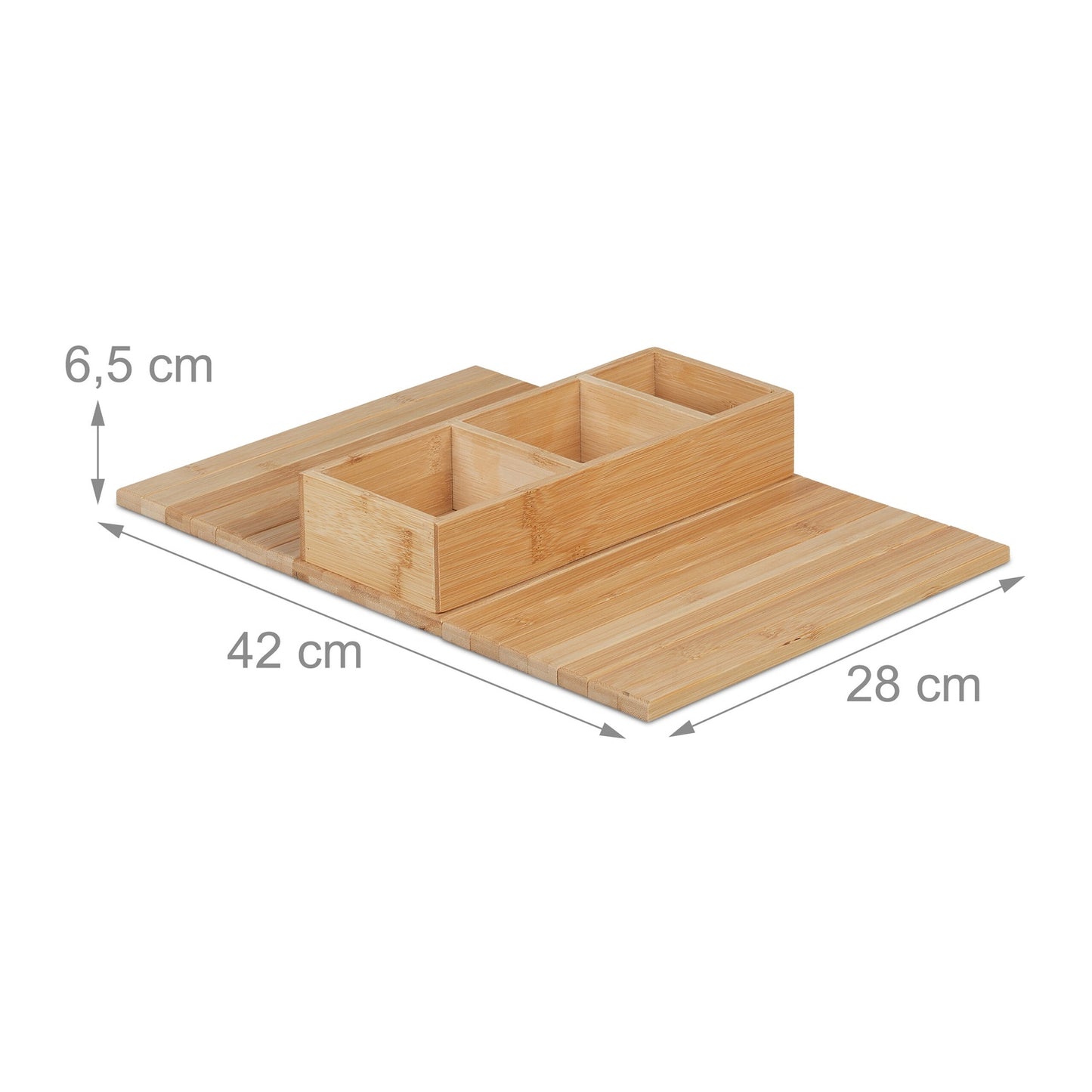 Sofa tray in bamboo with 3 compartments