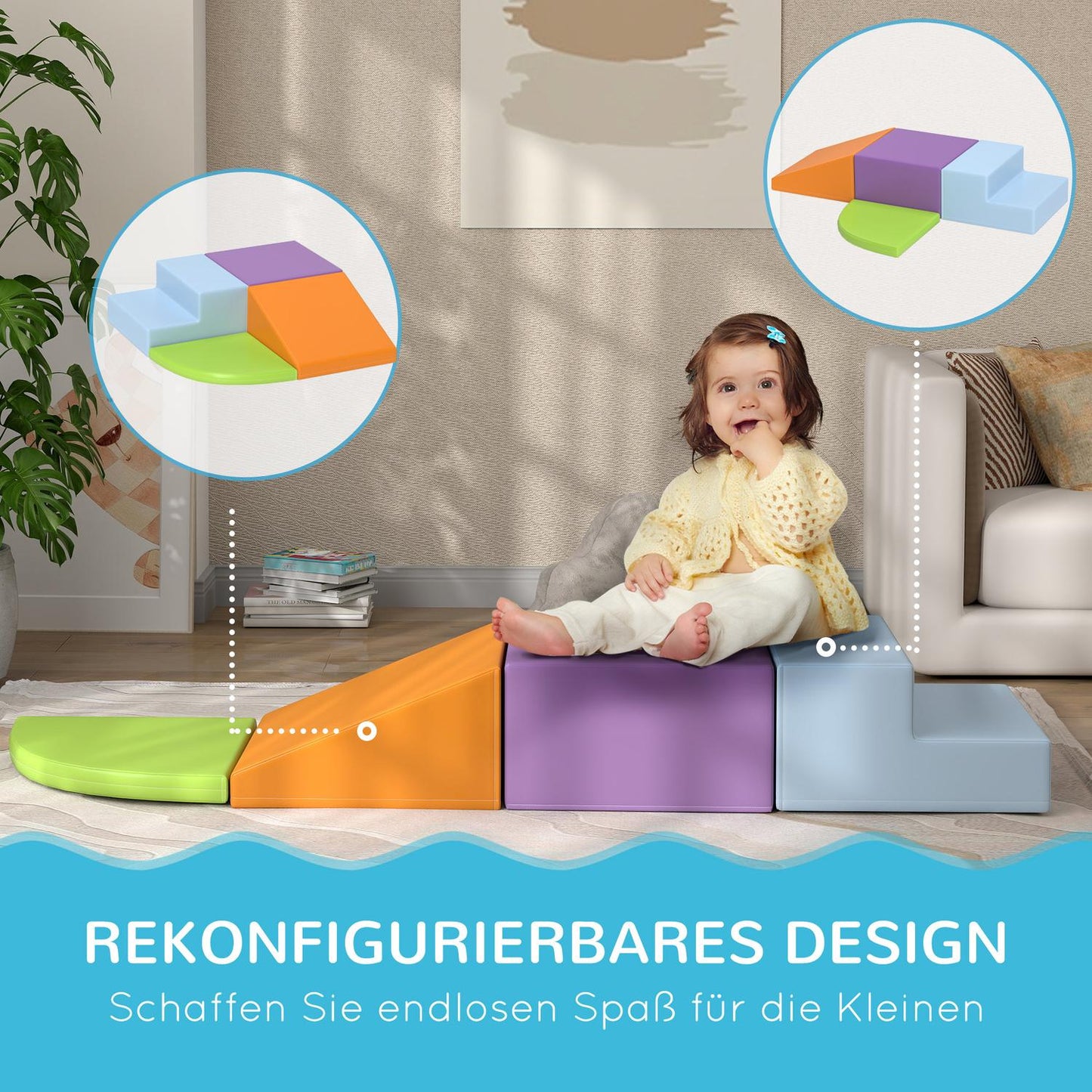 Foam Building Blocks - Soft, Safe, Faux Leather, Ages 1-3