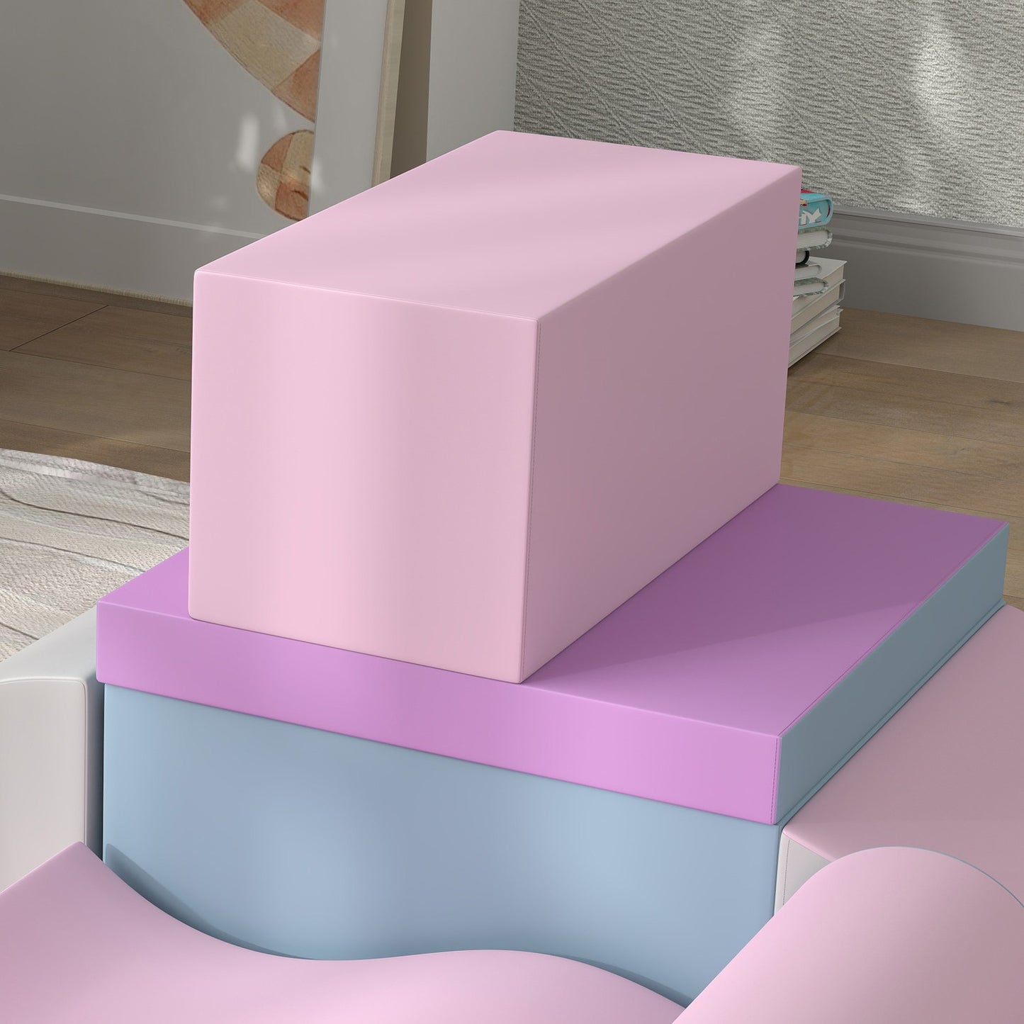 Building blocks in soft artificial leather foam for toddlers, 7-piece set