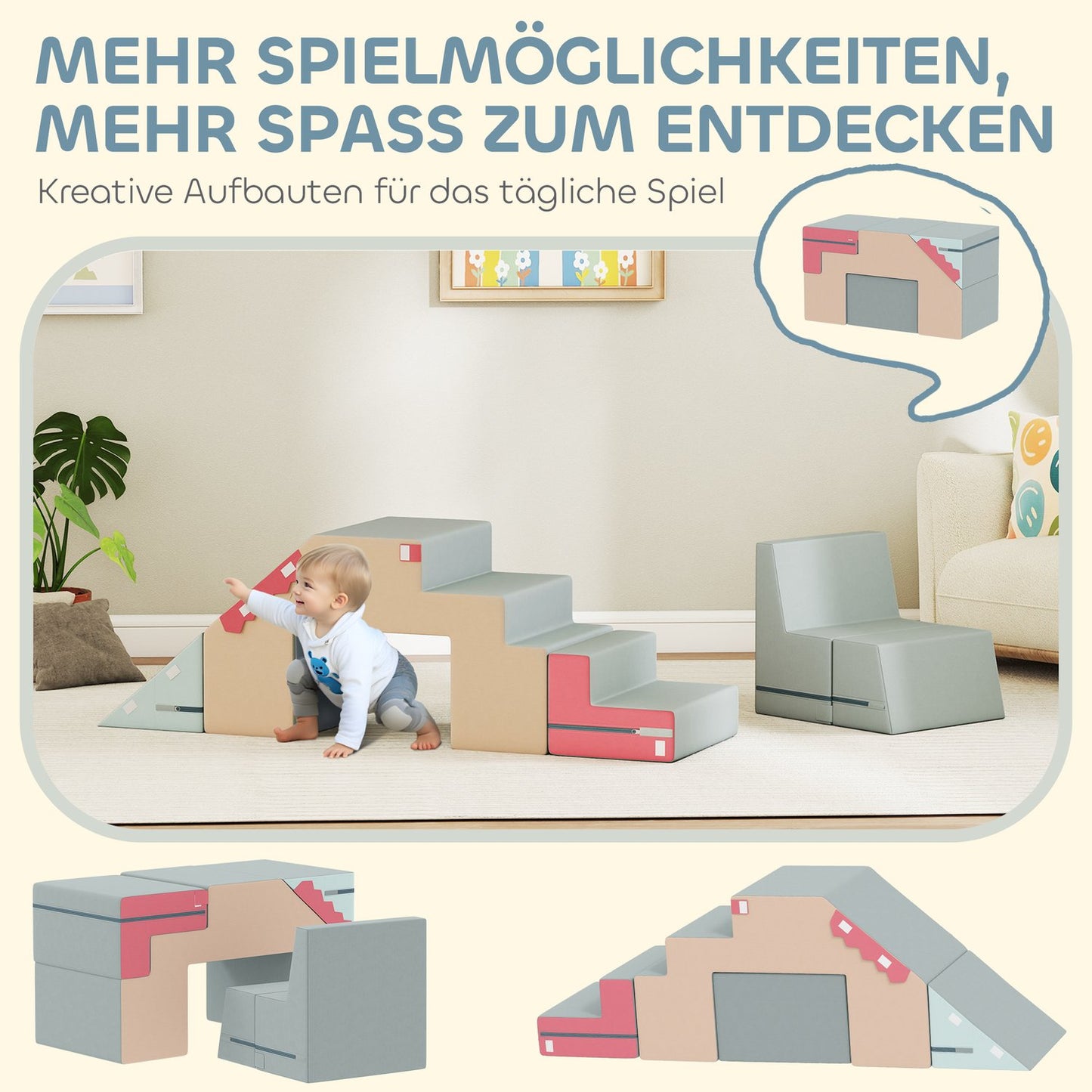 Soft Play Blocks Set for Toddlers, Foam & Faux Leather