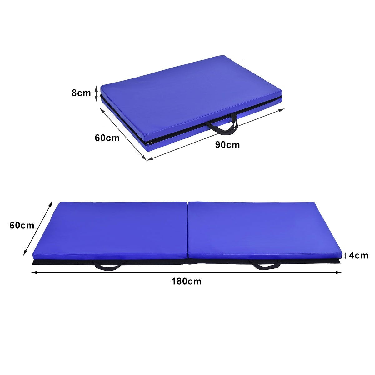 Soft floor mat gymnastics mat yoga mat folding mat gymnastics mat 180x60x4cm - blue