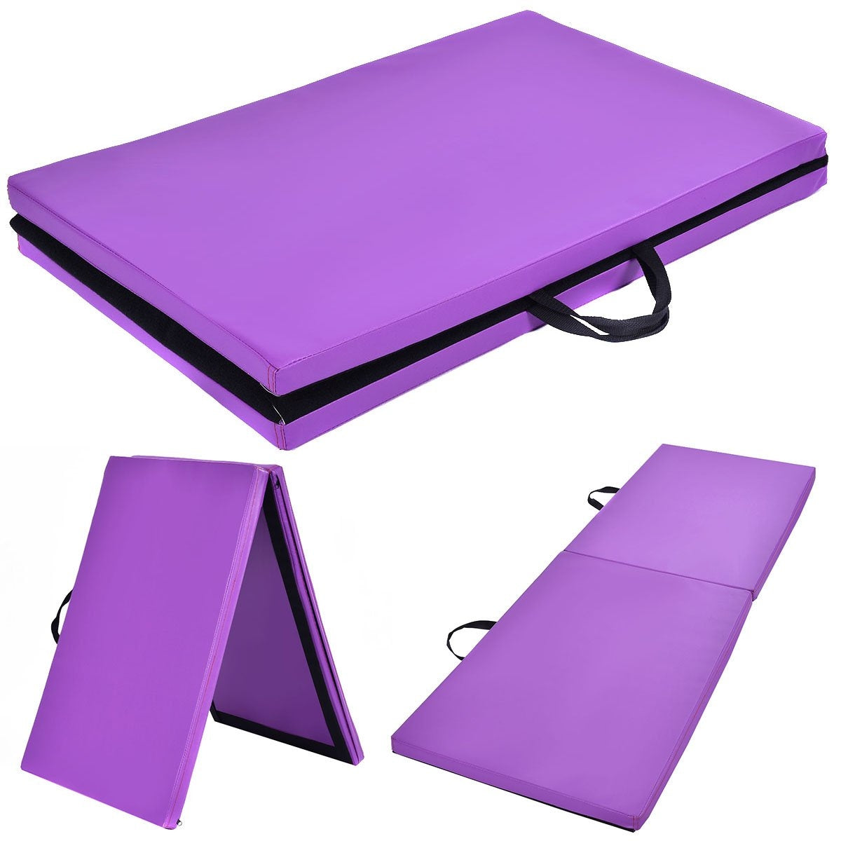 Soft floor mat gymnastics mat yoga mat folding mat gymnastics mat 180x60x4cm - purple