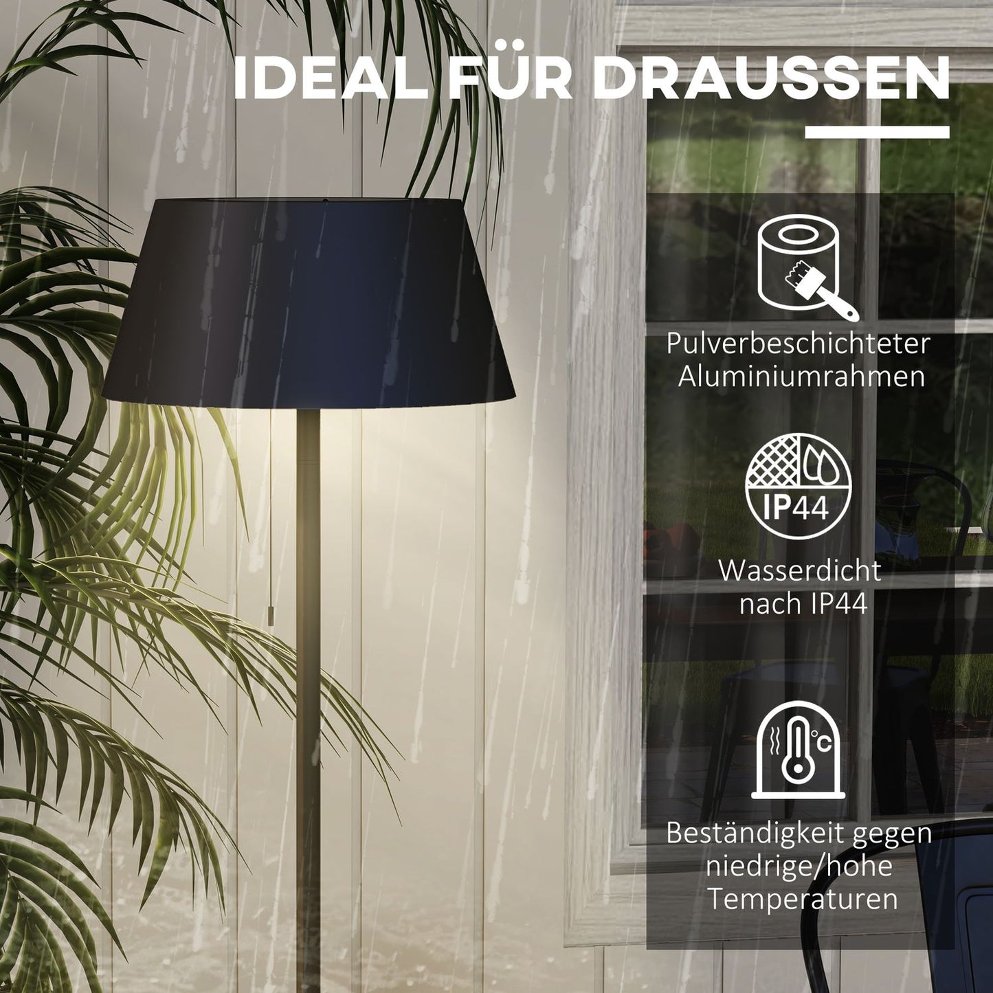 Outdoor solar floor lamp, USB rechargeable, IP44 waterproof