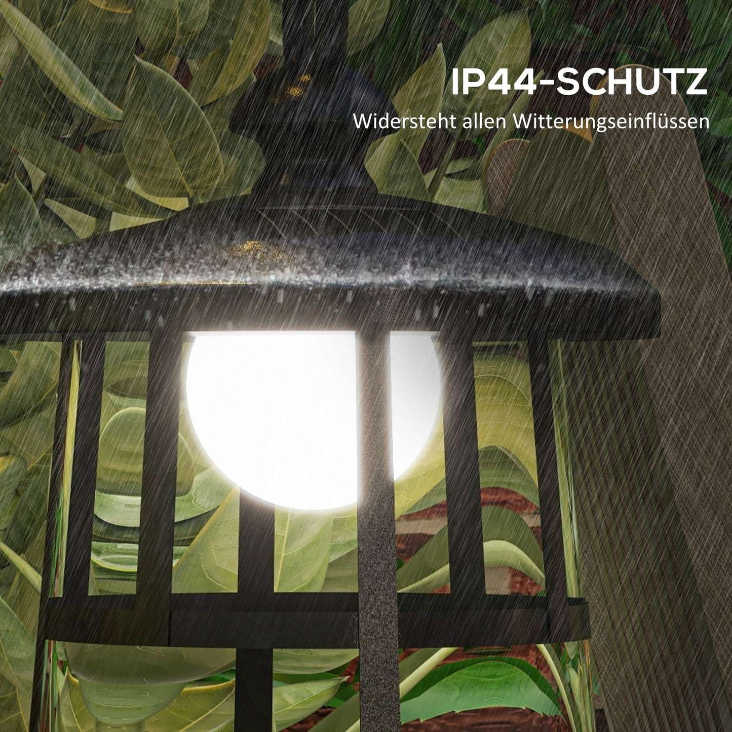 LED Solar Garden Lantern, 122 cm, Cold White Light, Black