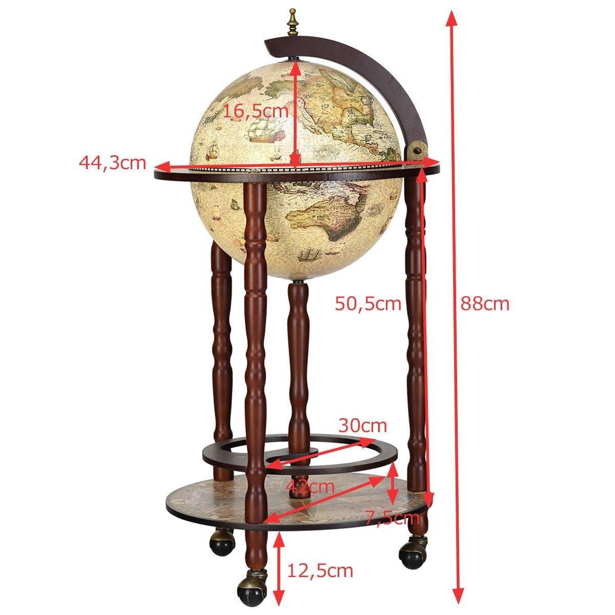 Solid wood world globe mini globe bar home bar bottle rack