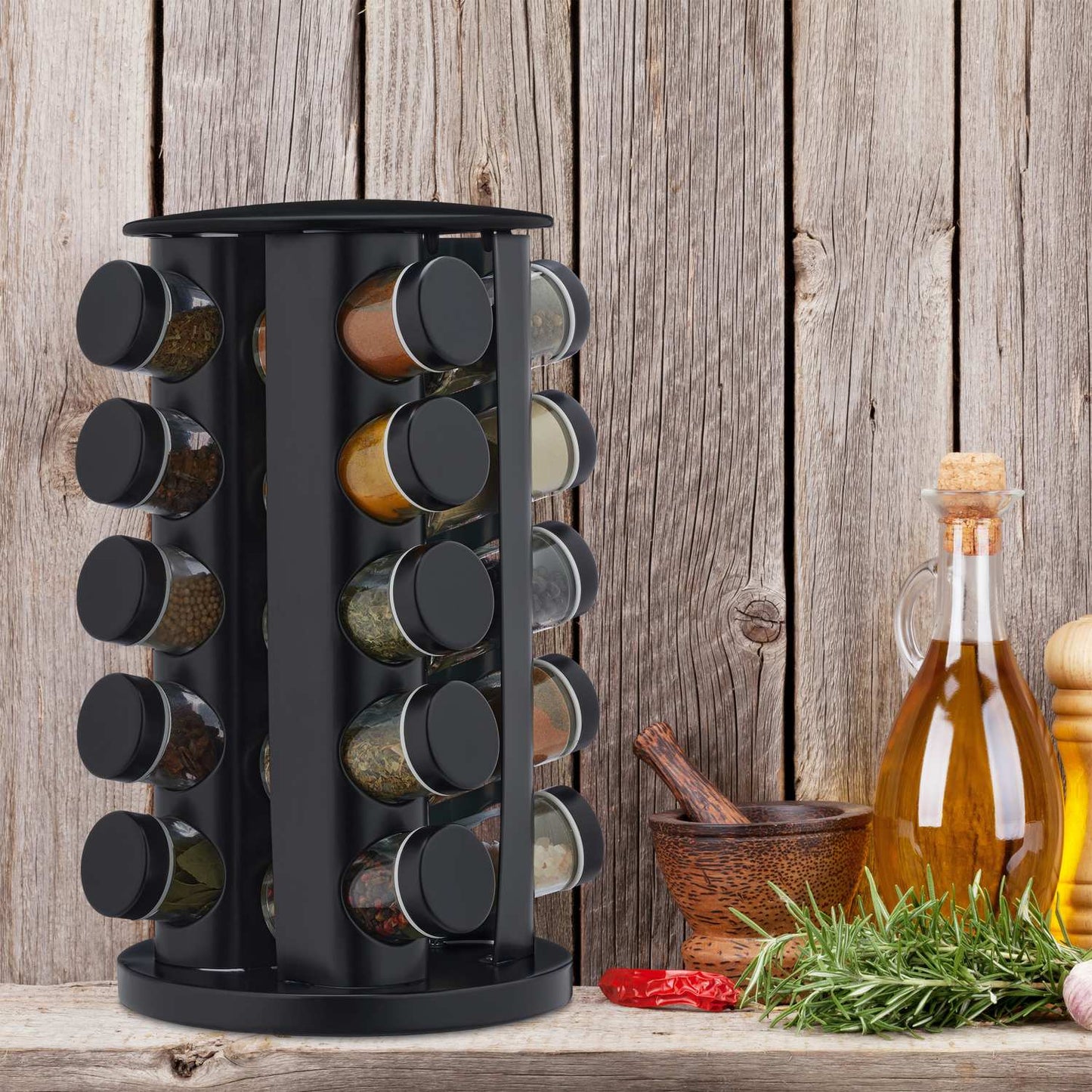 Spice carousel with 20 jars