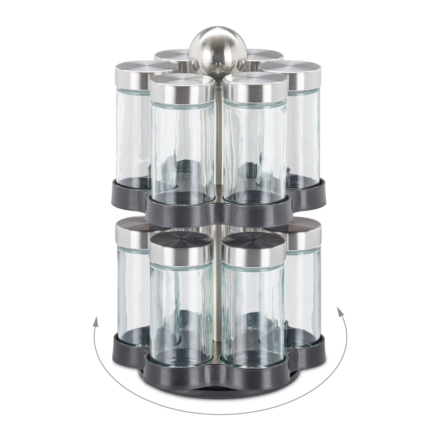 Spice rack with 12 glass jars