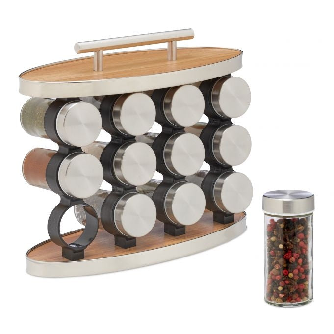 Spice shelf with 12 spice jars
