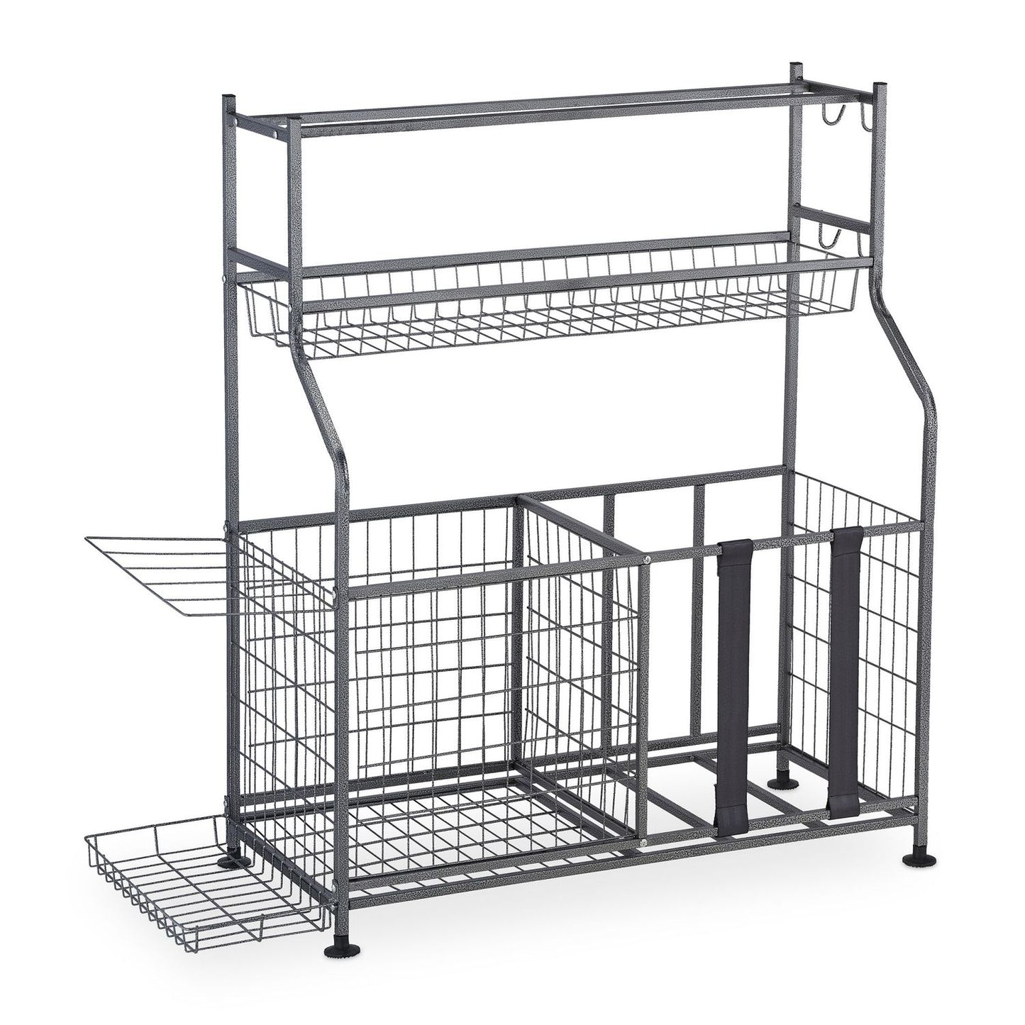 Sports Equipment Rack – Metal, 2 Baskets, Shelves
