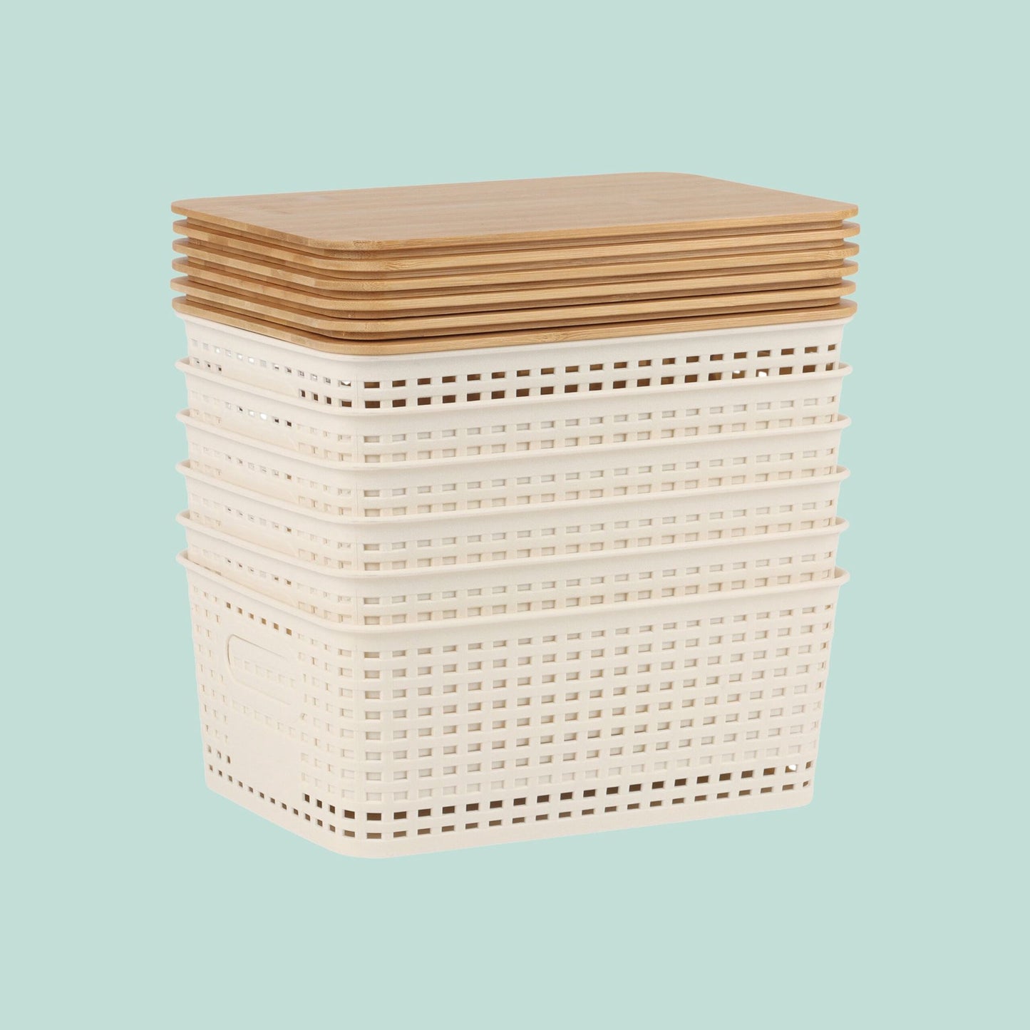 Stackable Storage Box Set with Bamboo Lid