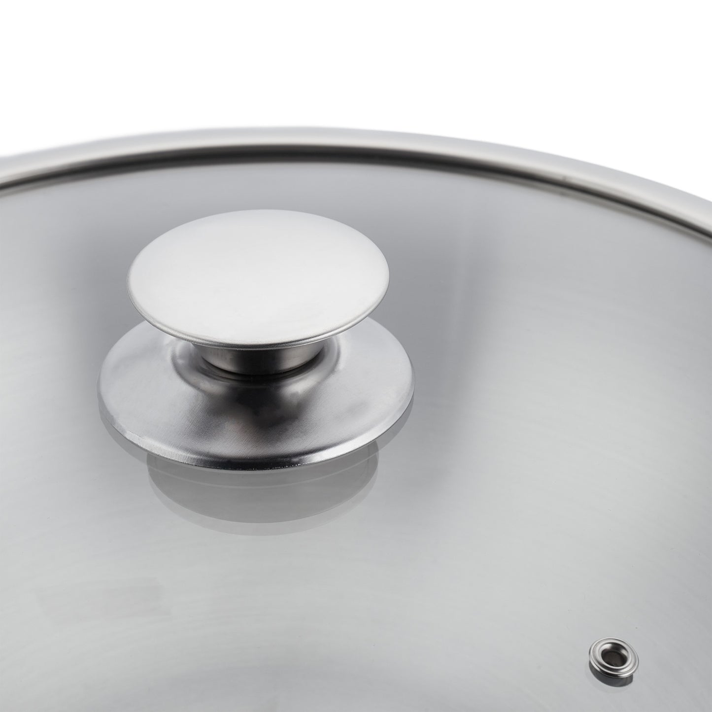 Stainless steel wok with glass lid