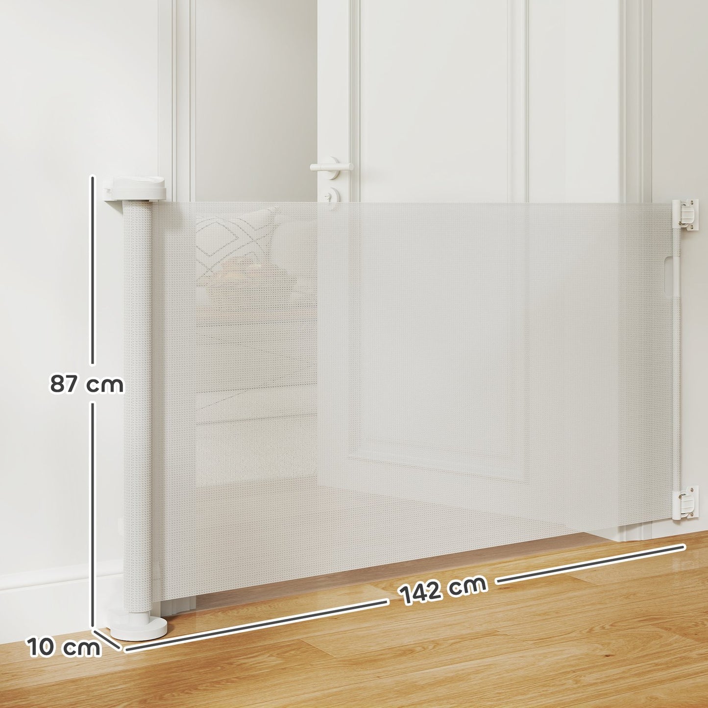 Stair gate extendable 0-136cm 87 cm high door gate for pets 142 x 10 x 87 cm white