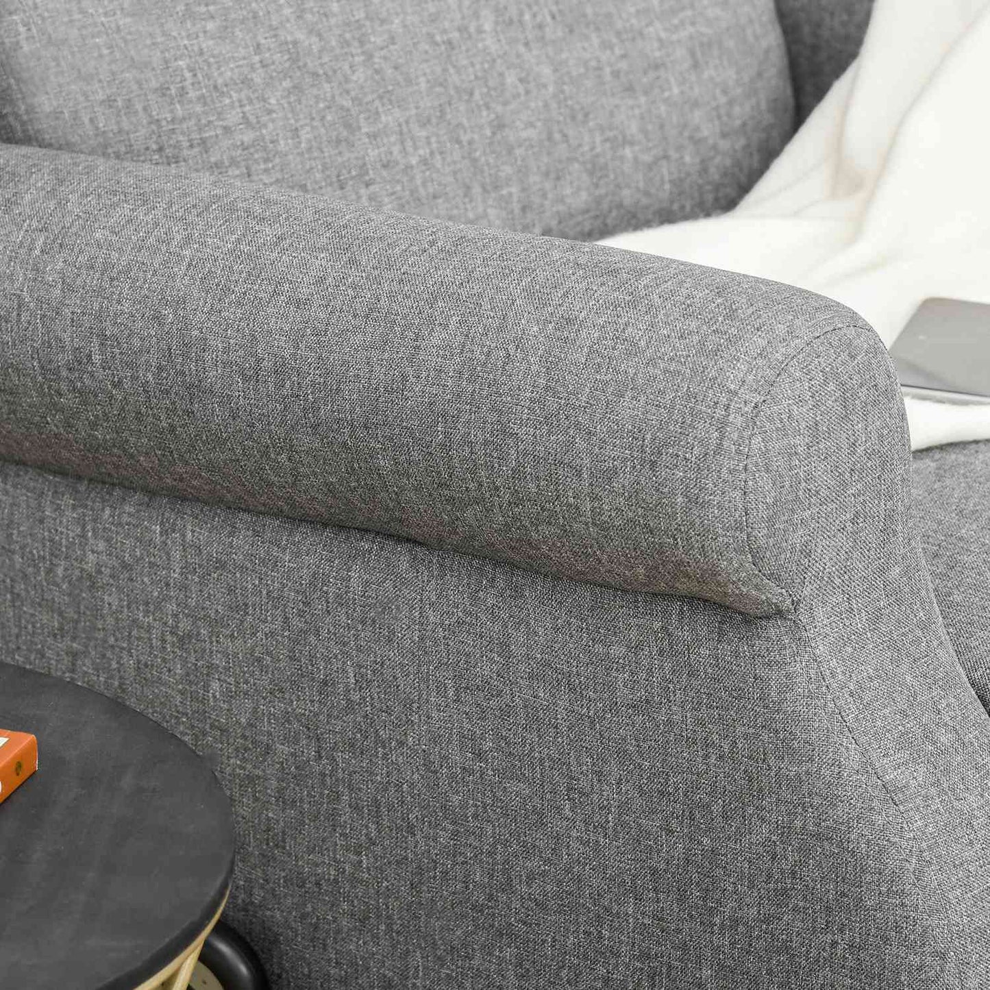 Electric recliner with standing aid, gray linen