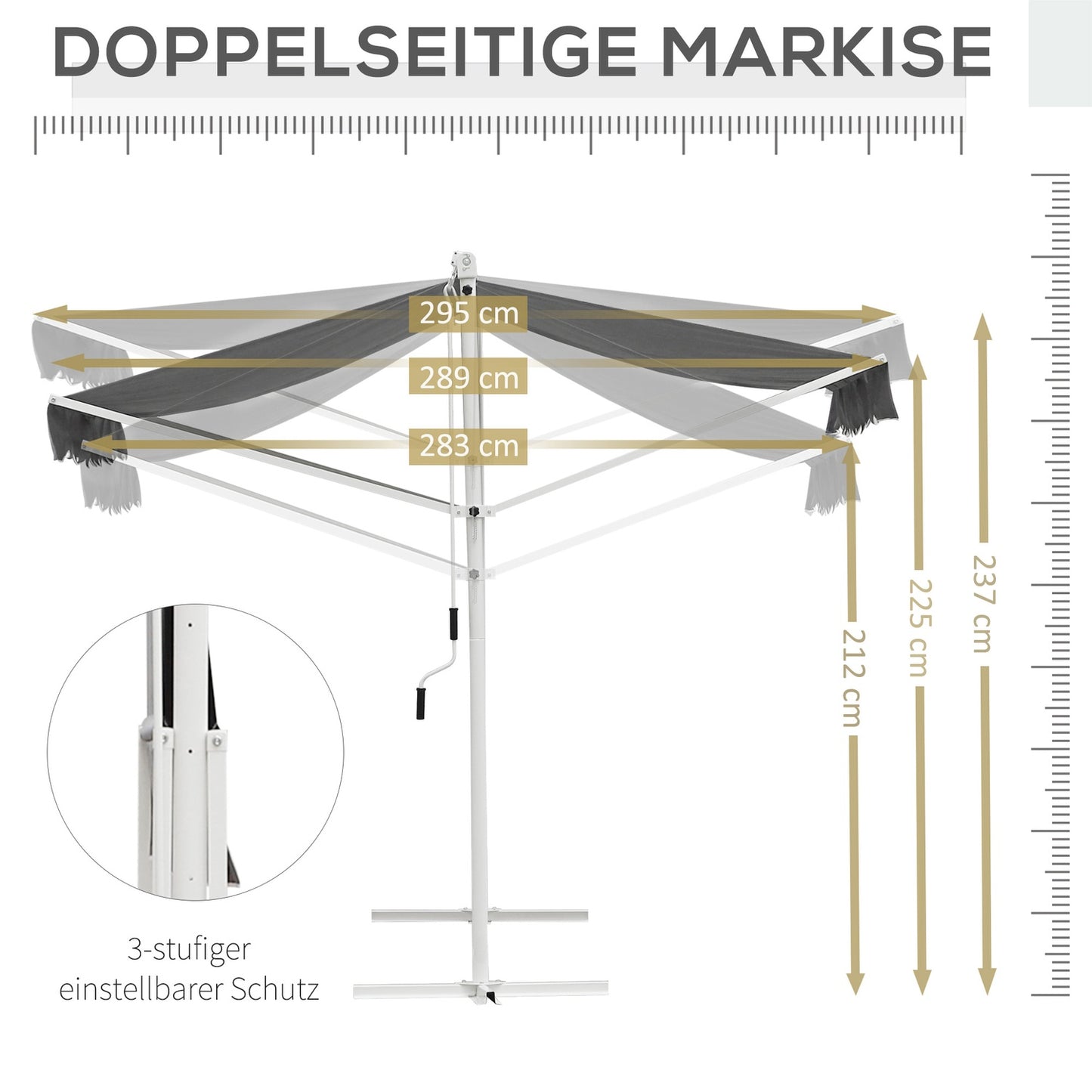 Patio Garden awning with folding arm, 4.5x3.4M, Grey