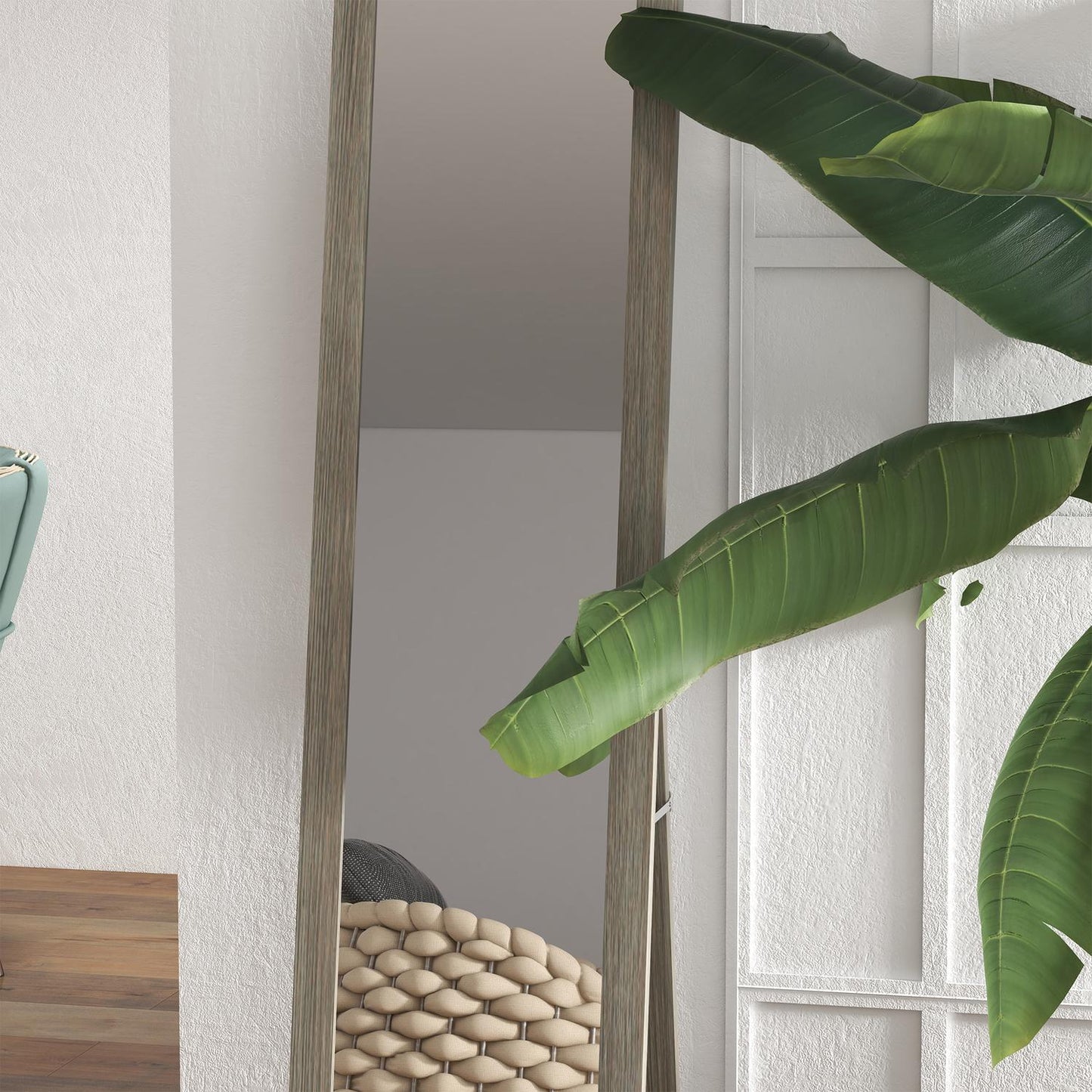 Full-length standing mirror in aluminium, gray - bedroom & hall