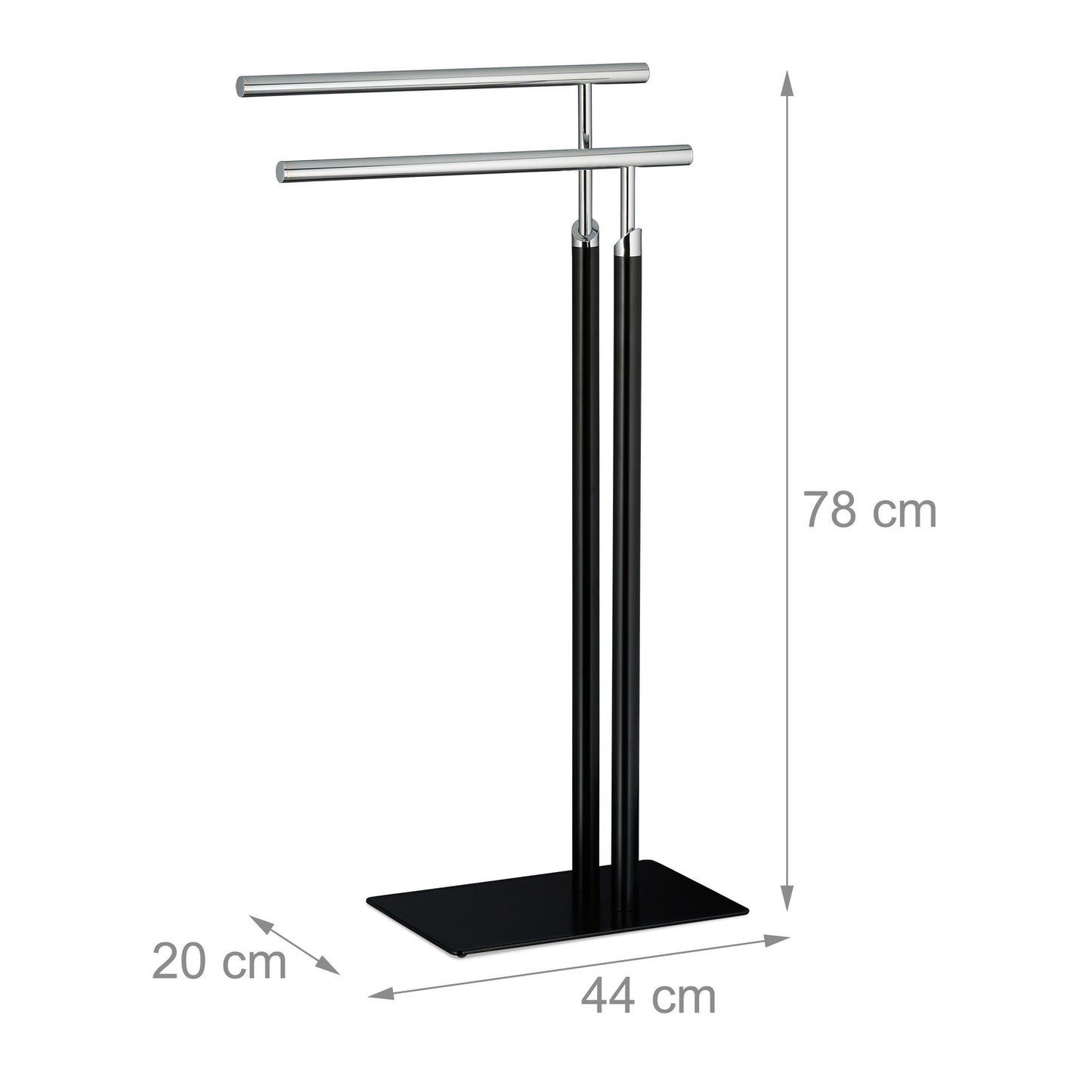 Standing towel rail with 2 bars