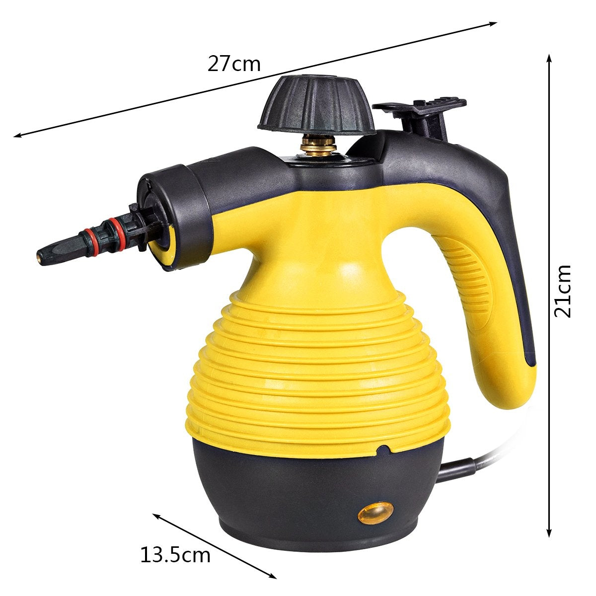 Steam cleaner handheld 9-piece accessory set and safe design steam cleaning yellow