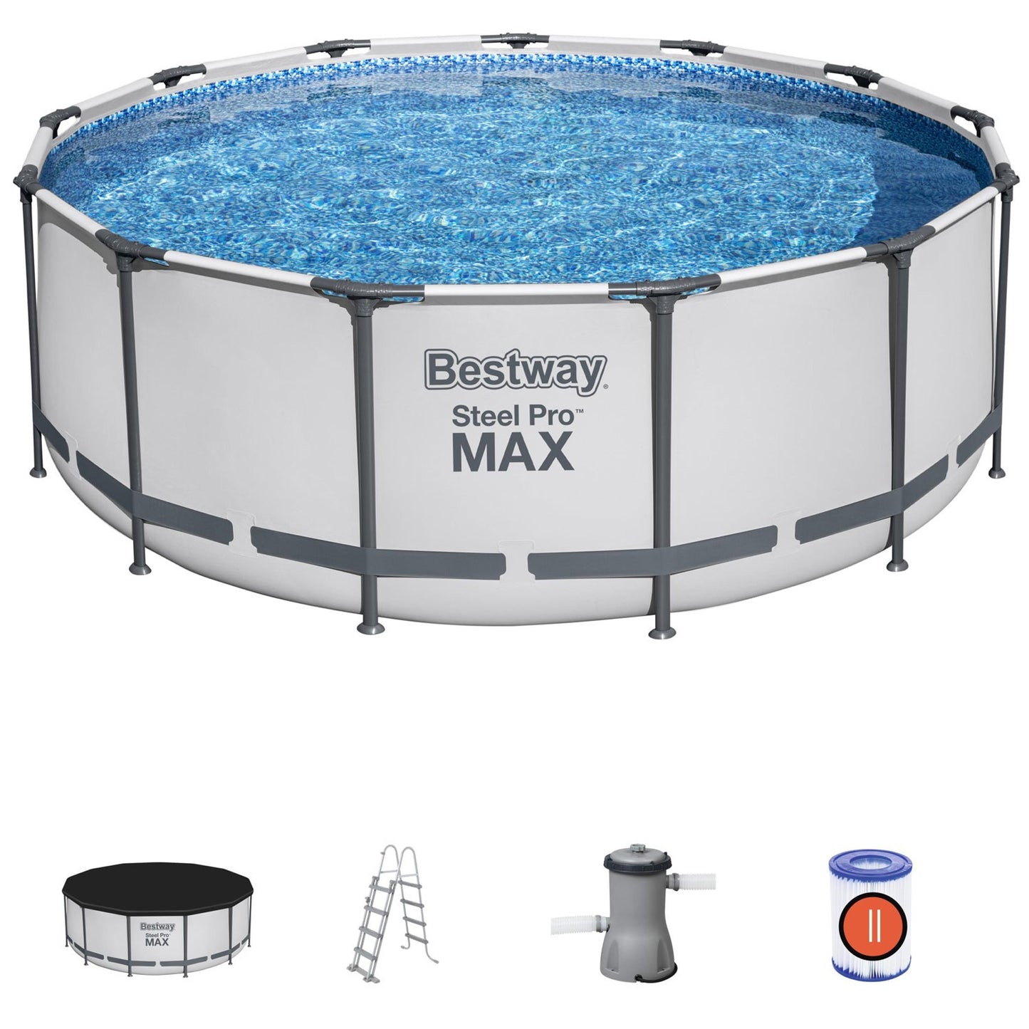 Steel Frame Above Ground Pool, 3.96m x 1.22m, Easy Setup