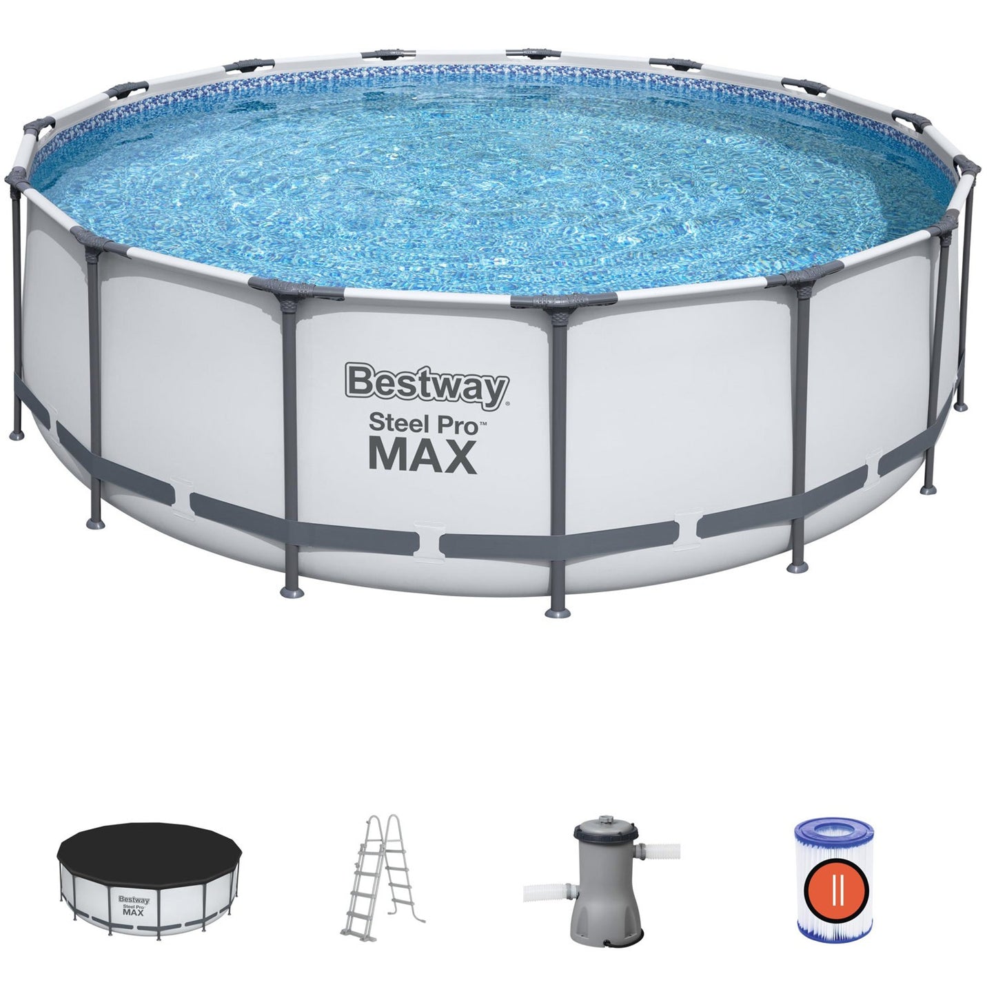Steel Frame Above Ground Pool, 4.57m x 1.22m, Easy Setup