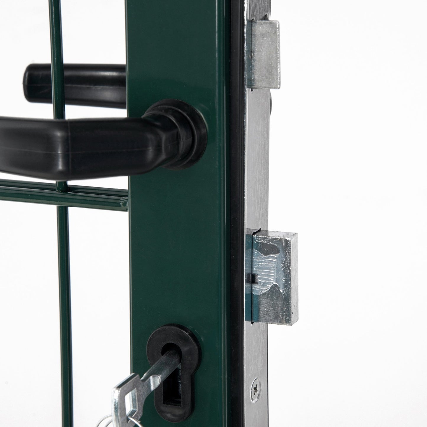 Steel garden gate with handle and lock, 97 x 150 cm, green