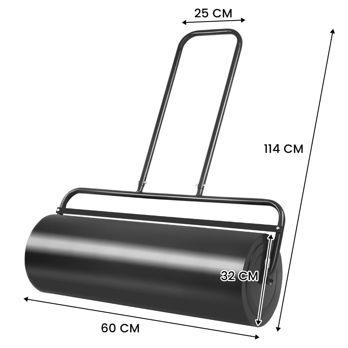 Steel lawn roller with water and sand roller Lawn roller with heavy roller Hand roller with U-shaped handle Black