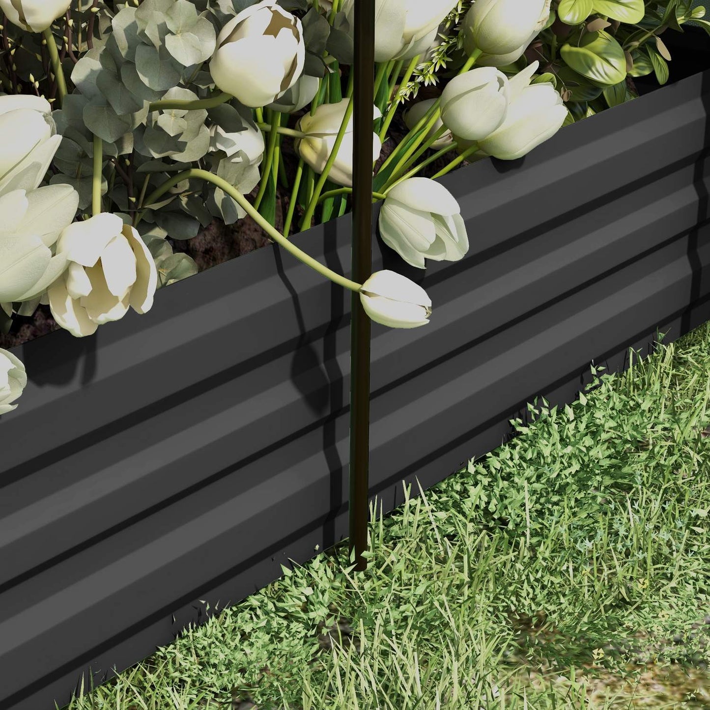 Steel garden bed with bird netting, dark grey, 230x110x110 cm