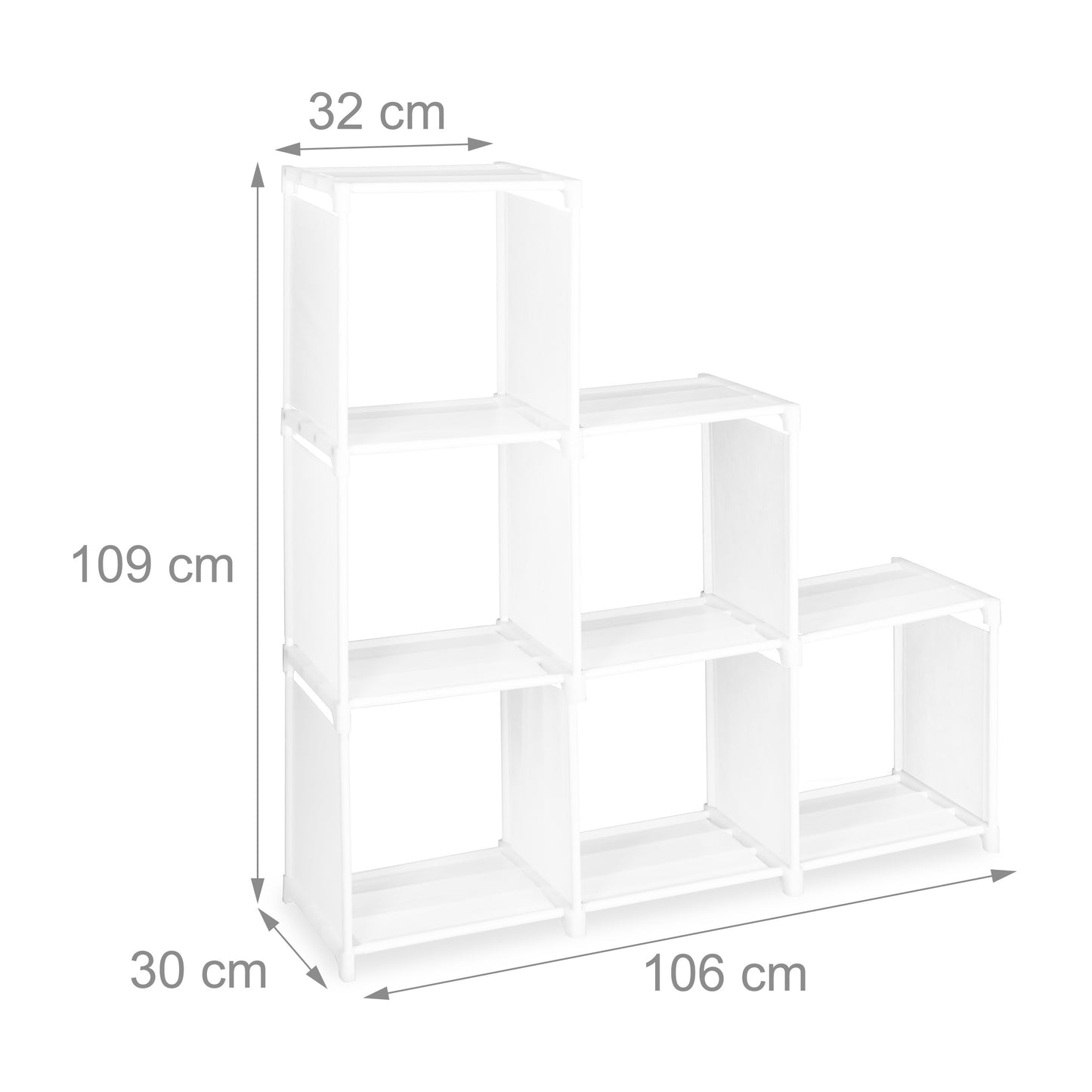 Step Shelf with 6 Compartments