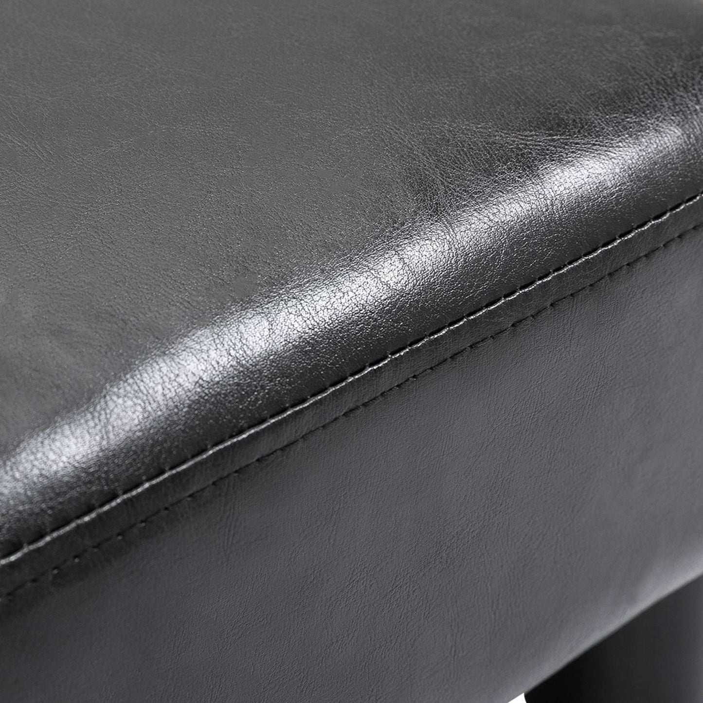 Black Chesterfield stool in artificial leather - 40x30x24cm