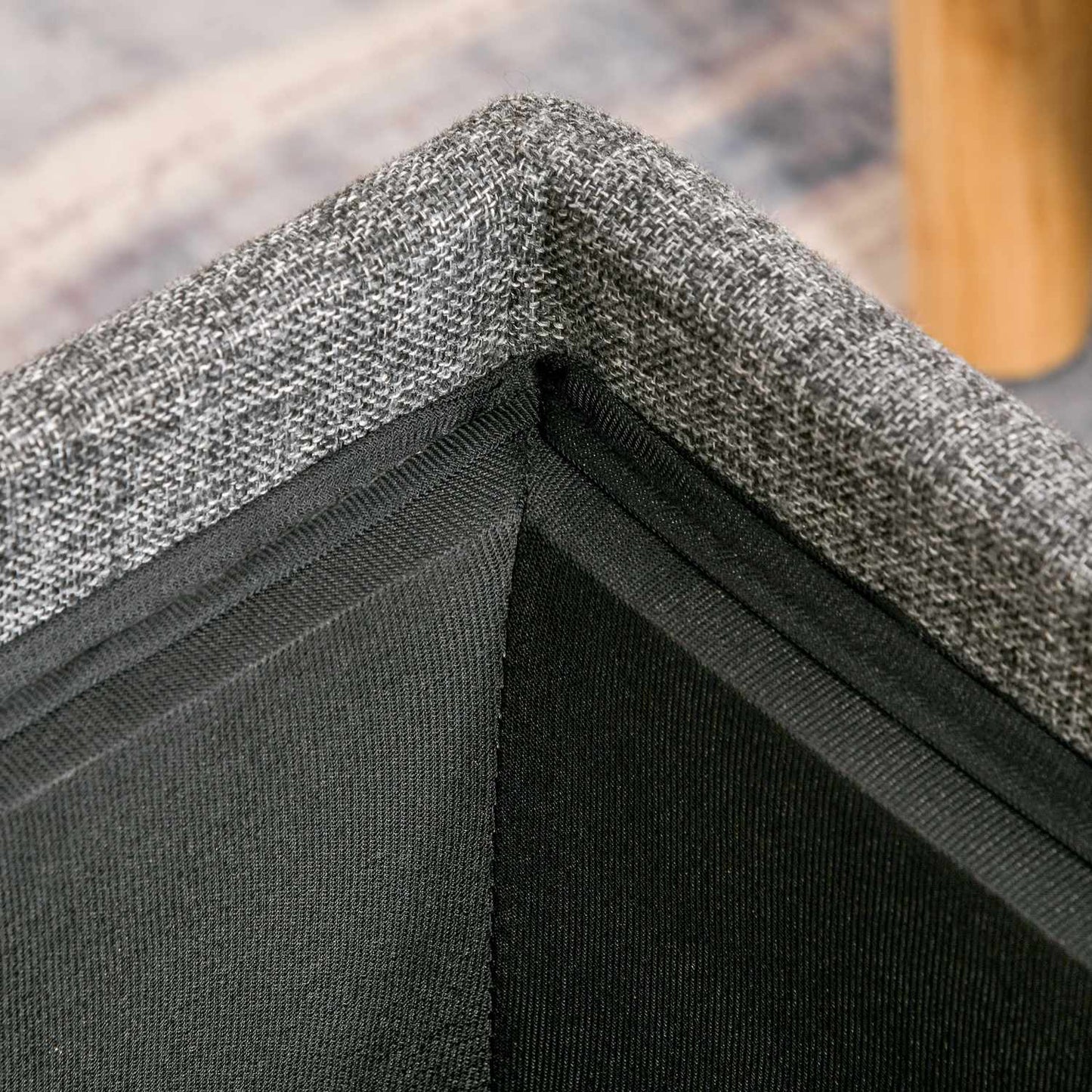 Stool with storage - Covered dark gray linen, 42x42x41 Cm