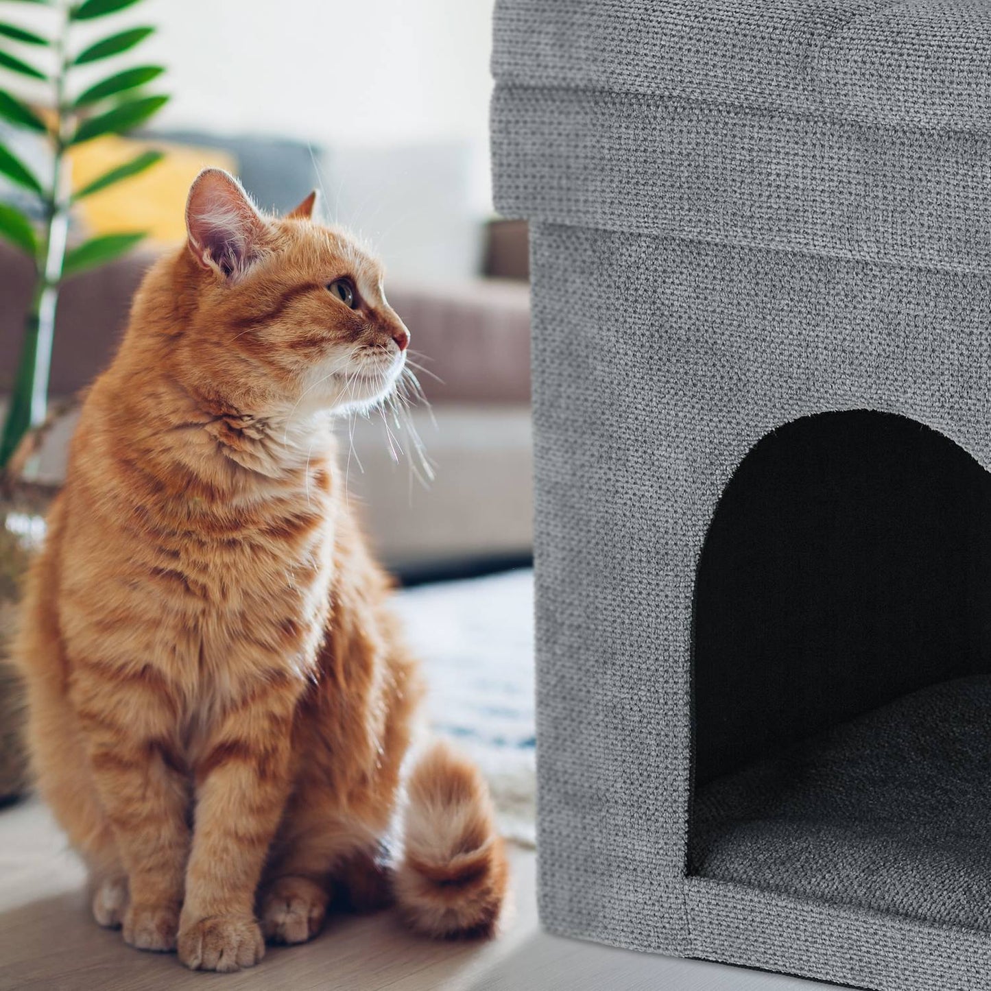 Stool for cat cave in grey